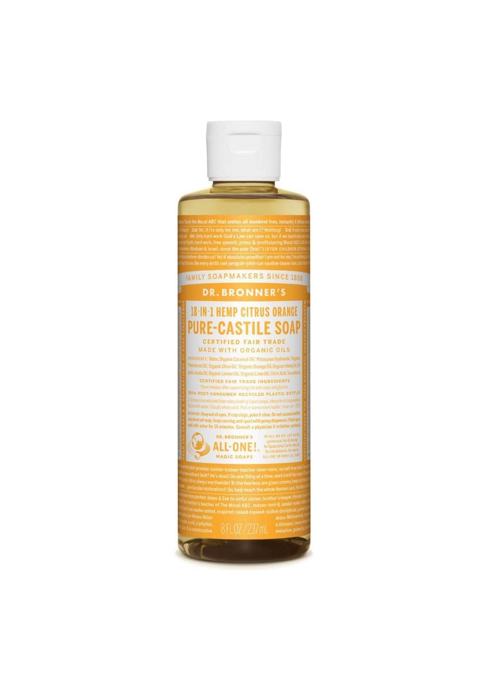 Dr Bronners Dr Bronners Organic Pure Castile Liquid Soap Citrus 237 mls (Yellow)