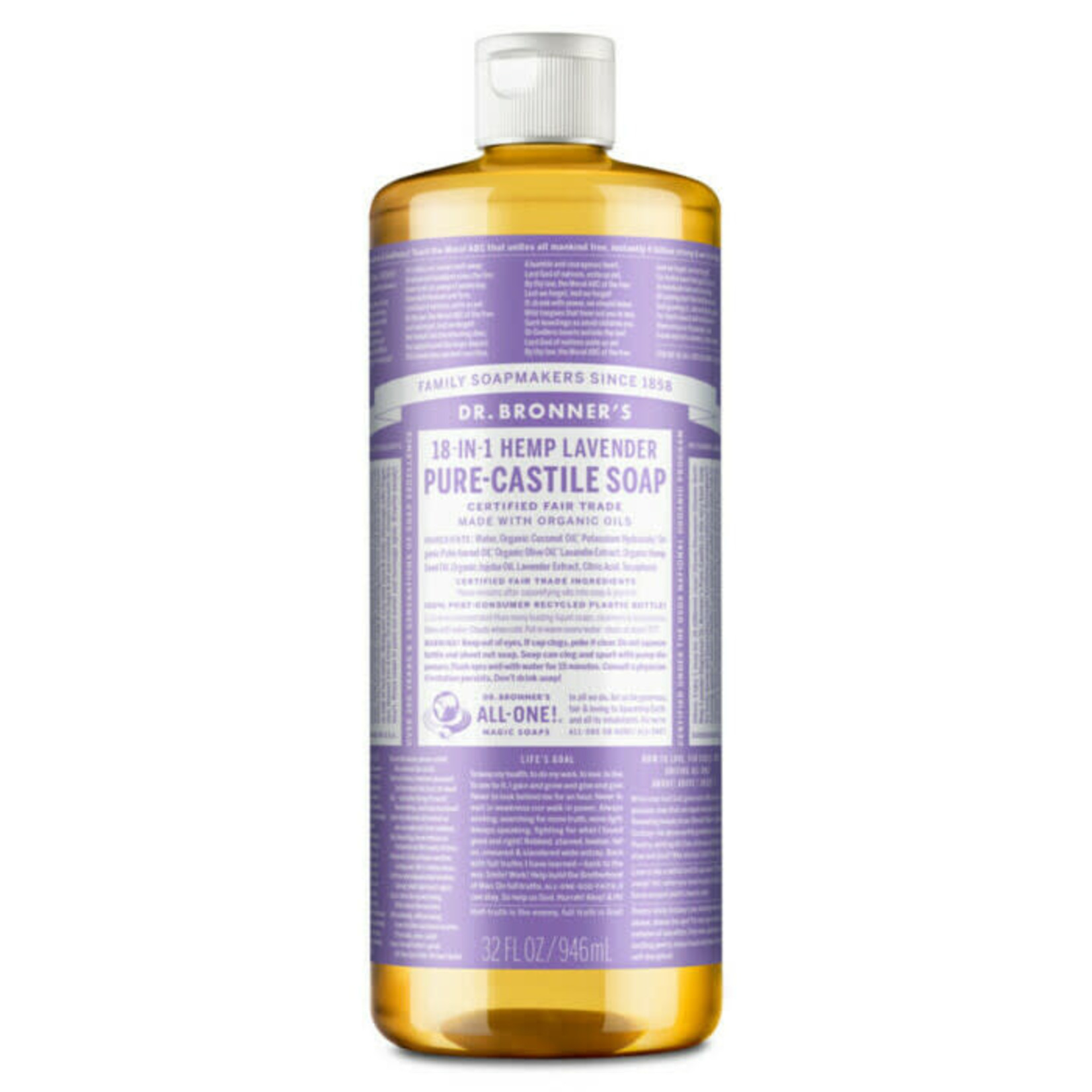 Dr Bronners Dr Bronners Organic Pure Castile Liquid Soap Lavender 473ml (Purple)