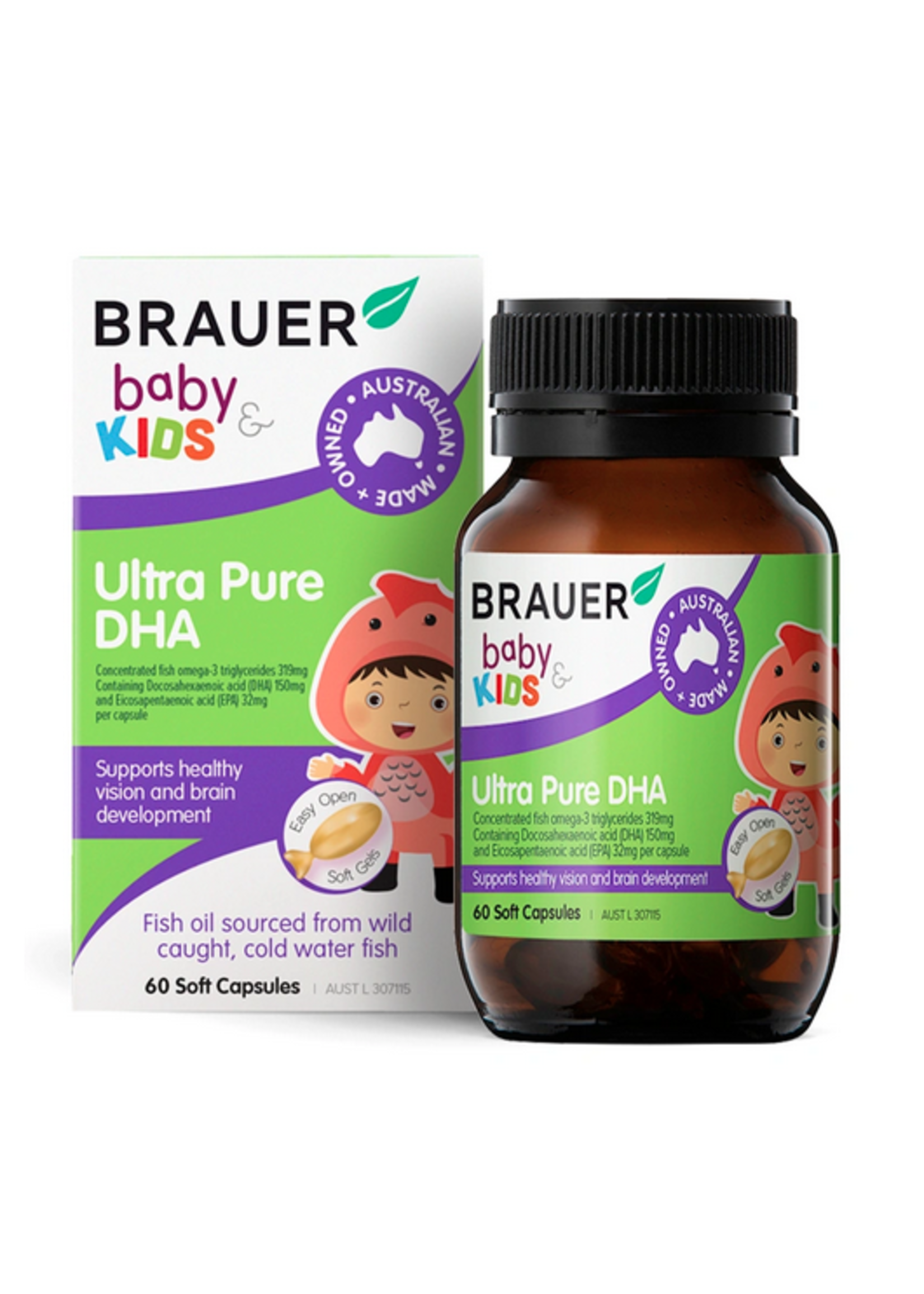 brauer Brauer baby & kids Ultra Pure cod liver oil with DHA 90 caps