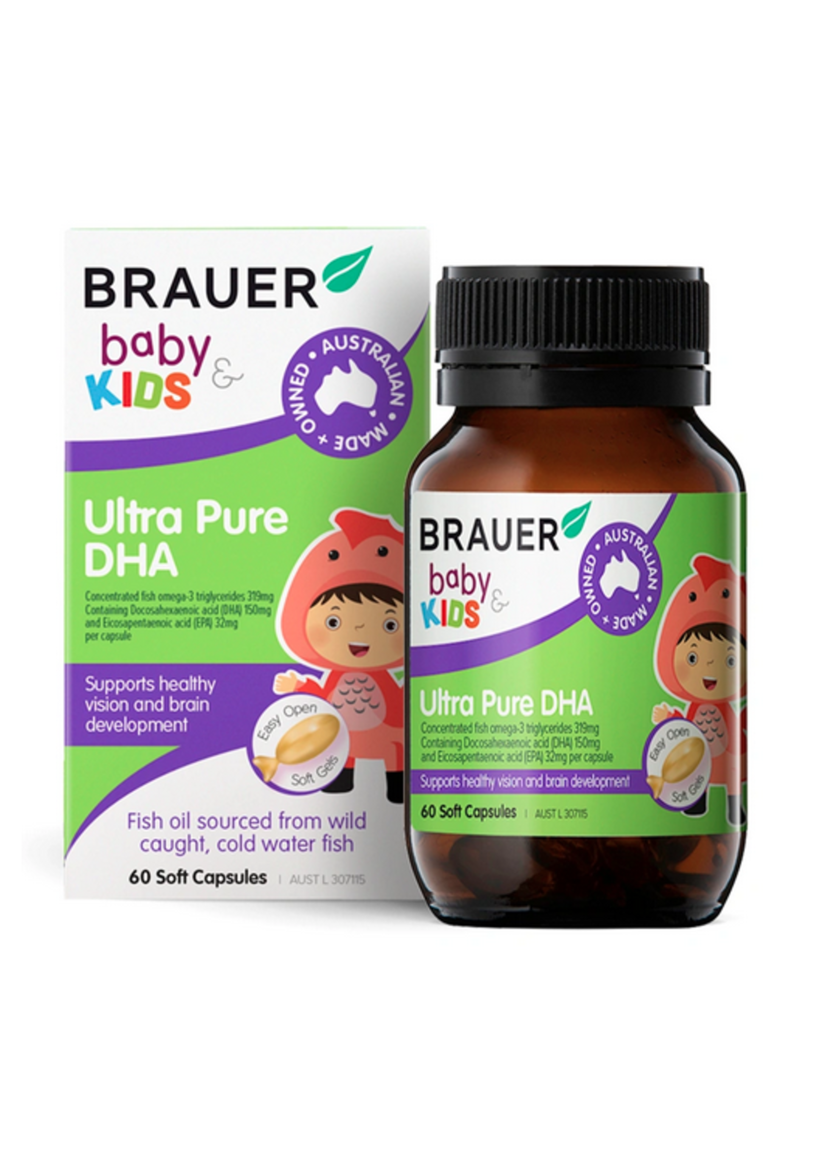Brauer Nuchev Brauer Baby & Kids Ultra Pure Cod Liver Oil with DHA 90c