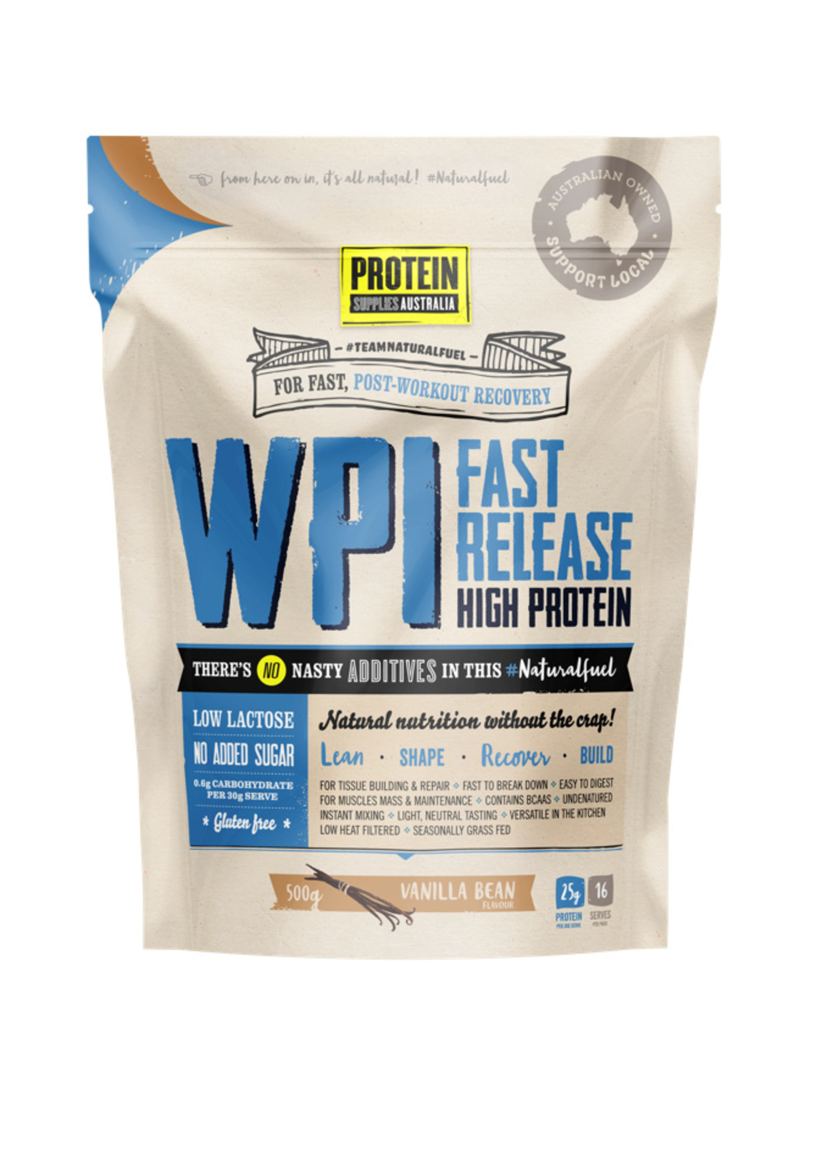 Protein Supplies Australia Protein Supplies Australia Whey Protein Isolate Vanilla Bean 500g ( Blue Bag)