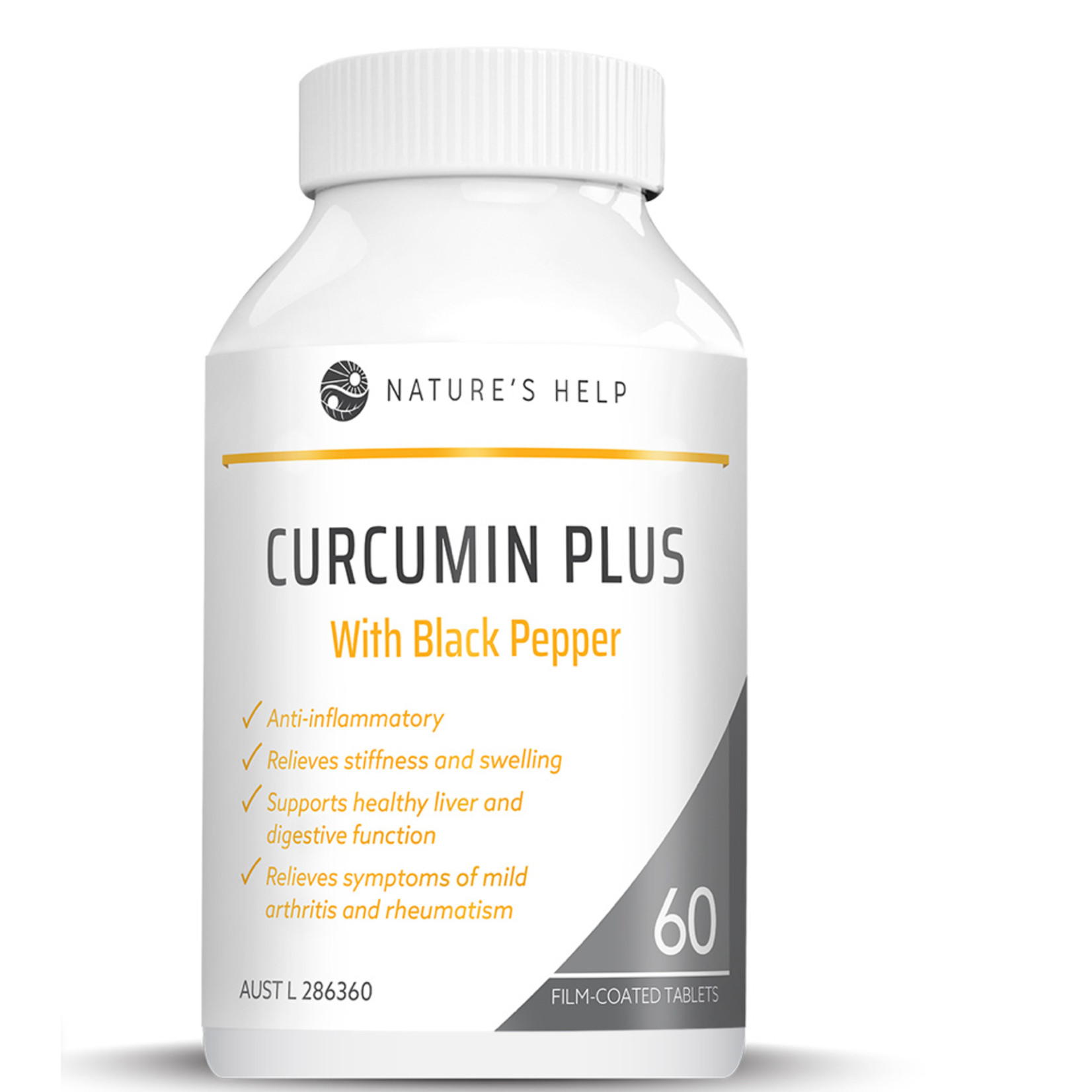 Nature's Help Natures Help Curcumin Plus with Black Pepper 60 tabs