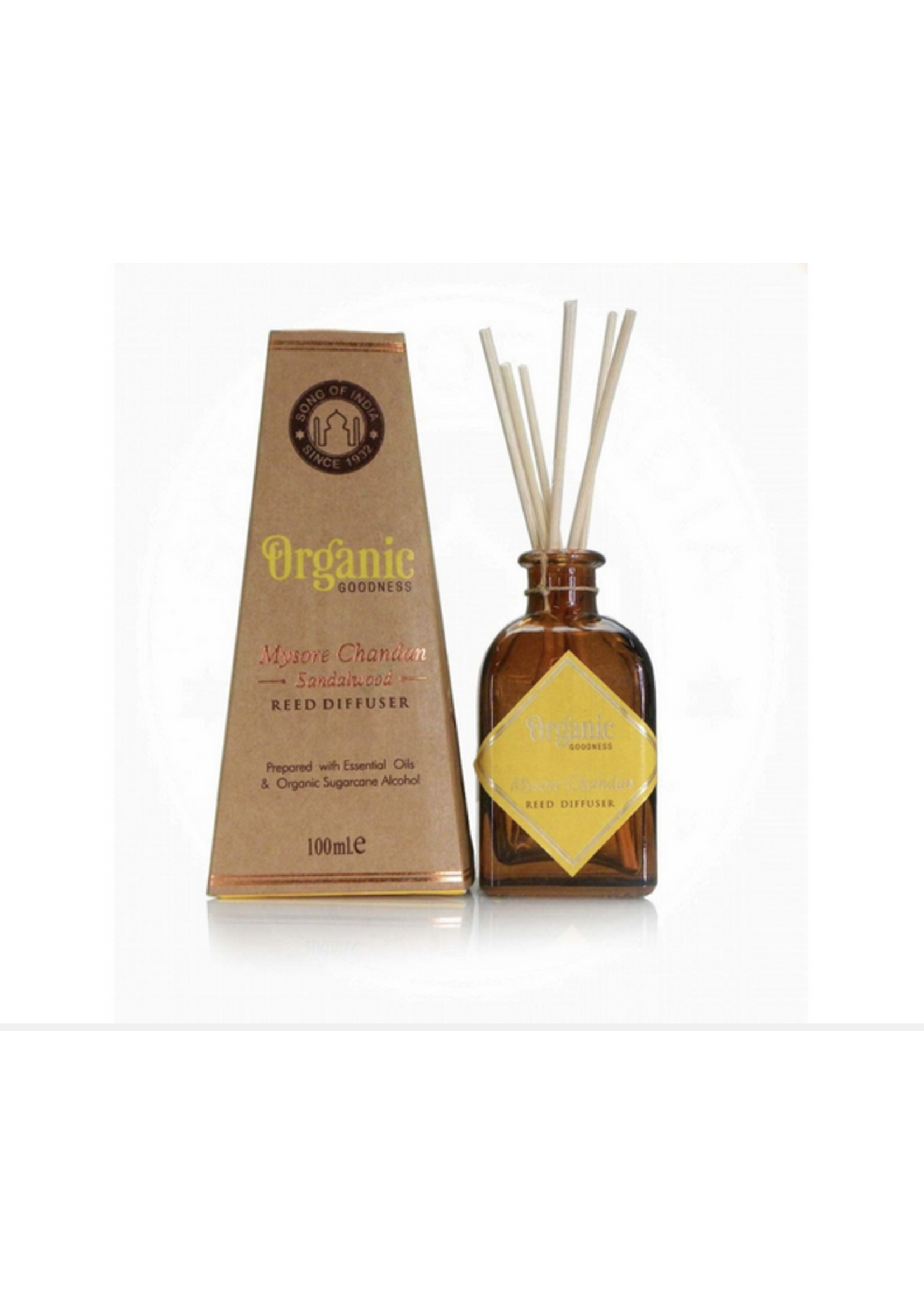 Organic Goodness Song of India Organic Goodness Reed Diffuser 100ml Mysore Chandan Sandalwood