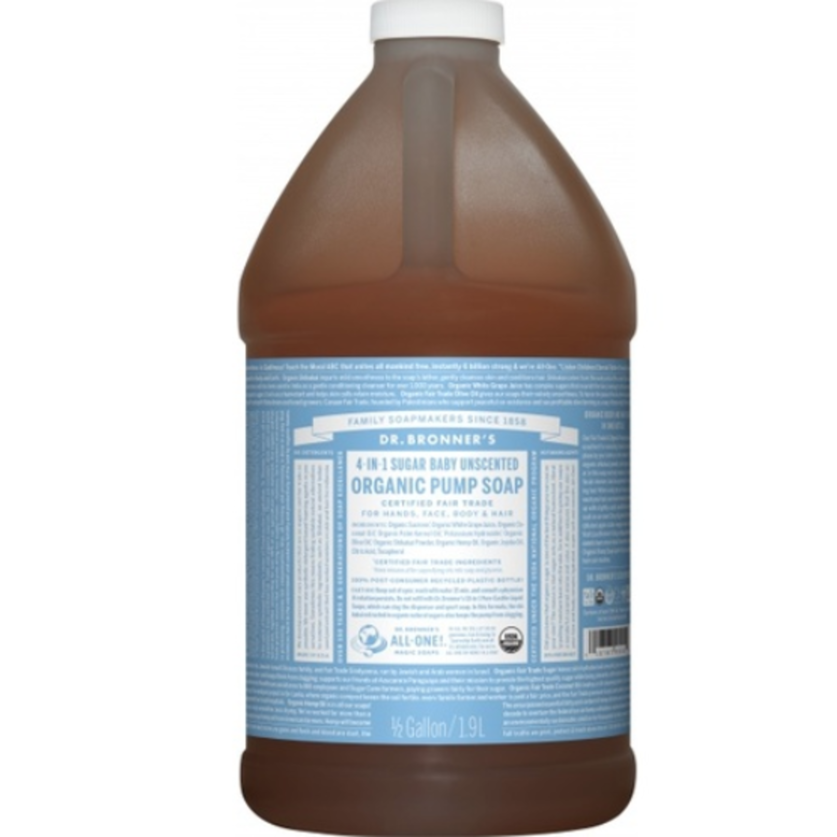 Dr Bronners Dr Bronners Organic Sugar Soap Unscented 1.9L ( Light Blue)