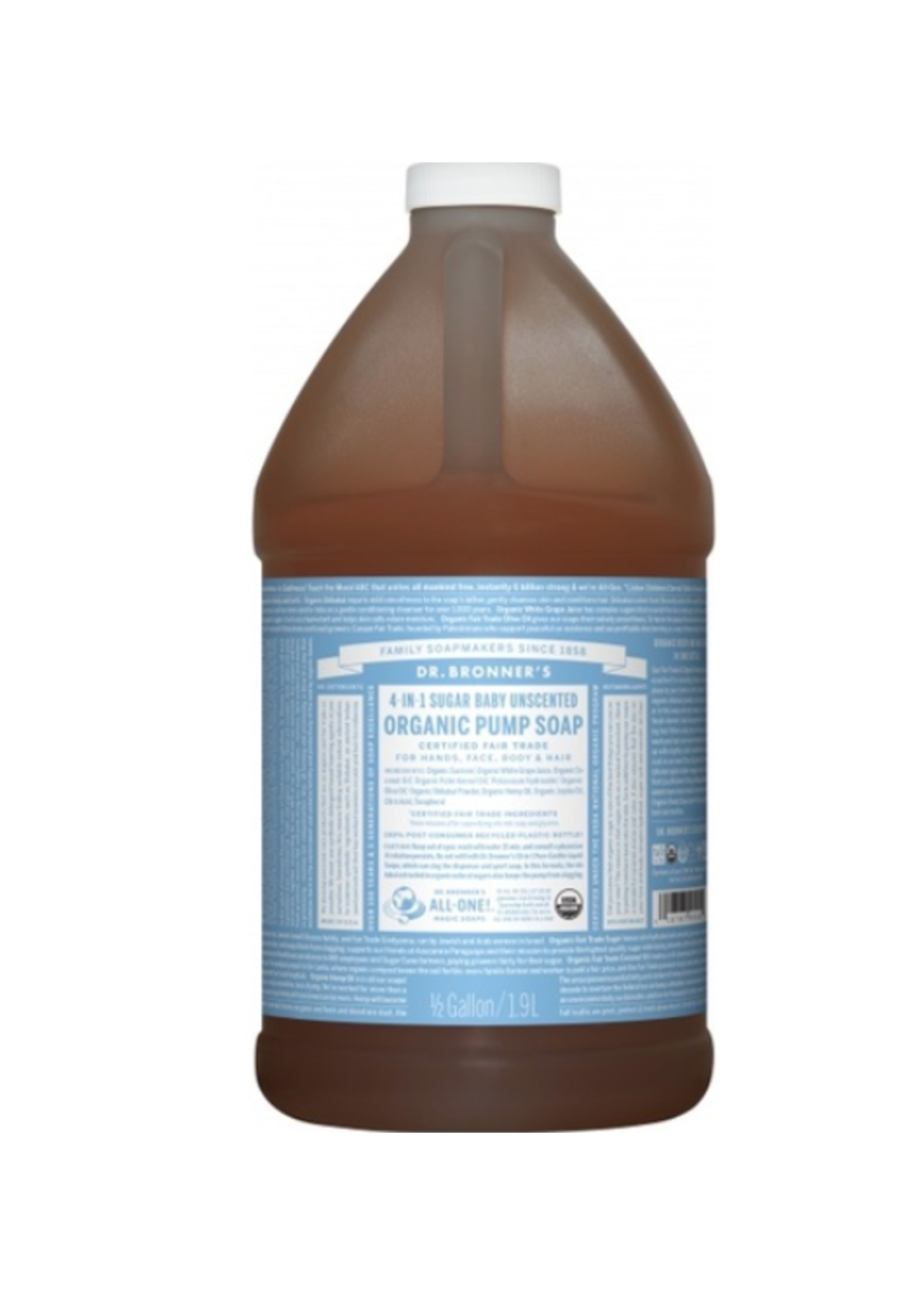 Dr Bronners Dr Bronners Organic Sugar Soap Unscented 1.9L ( Light Blue)