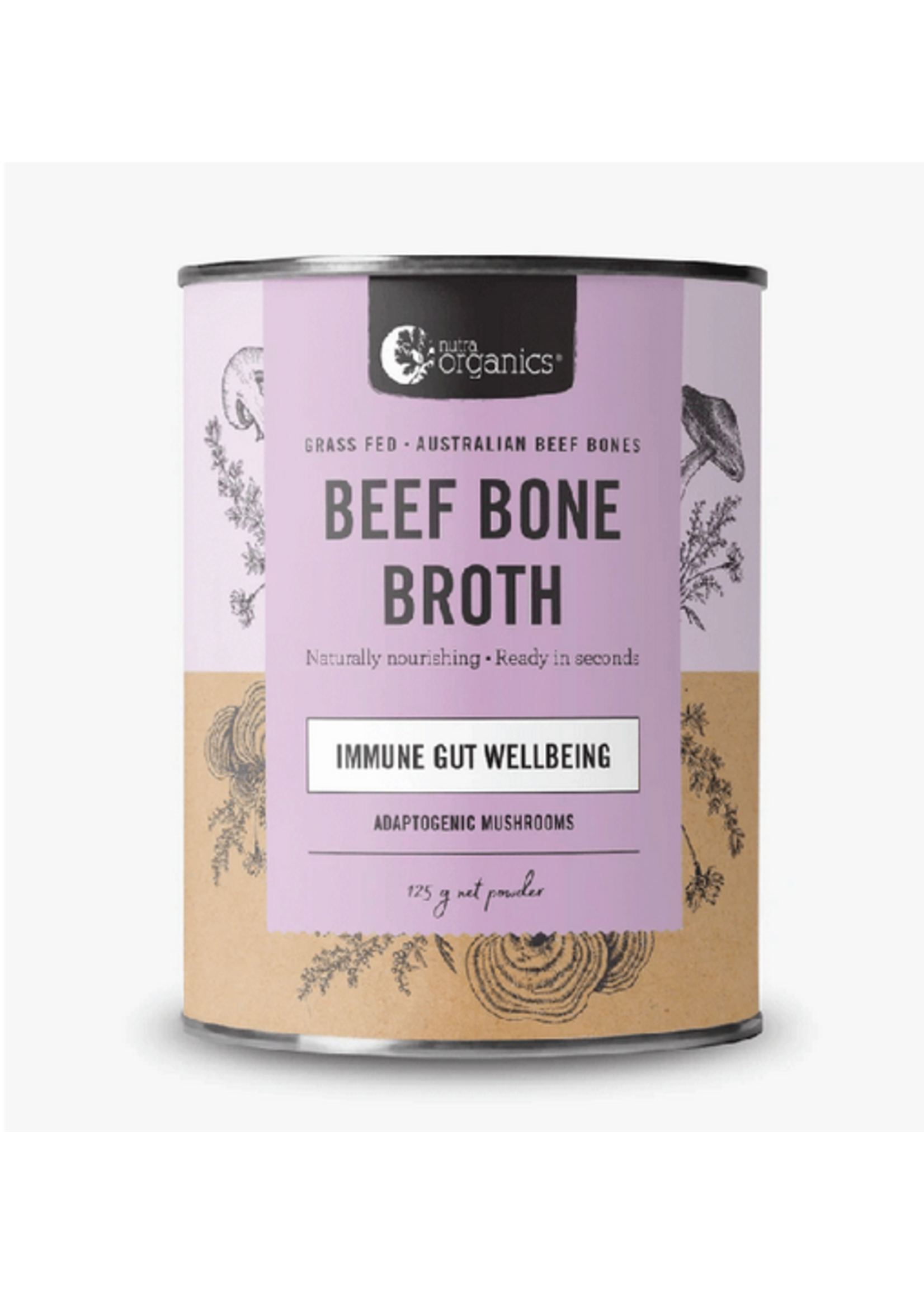 NutraOrganics Nutra Naturals Bone Broth Beef 125g Adaptogenic Mushrooms
