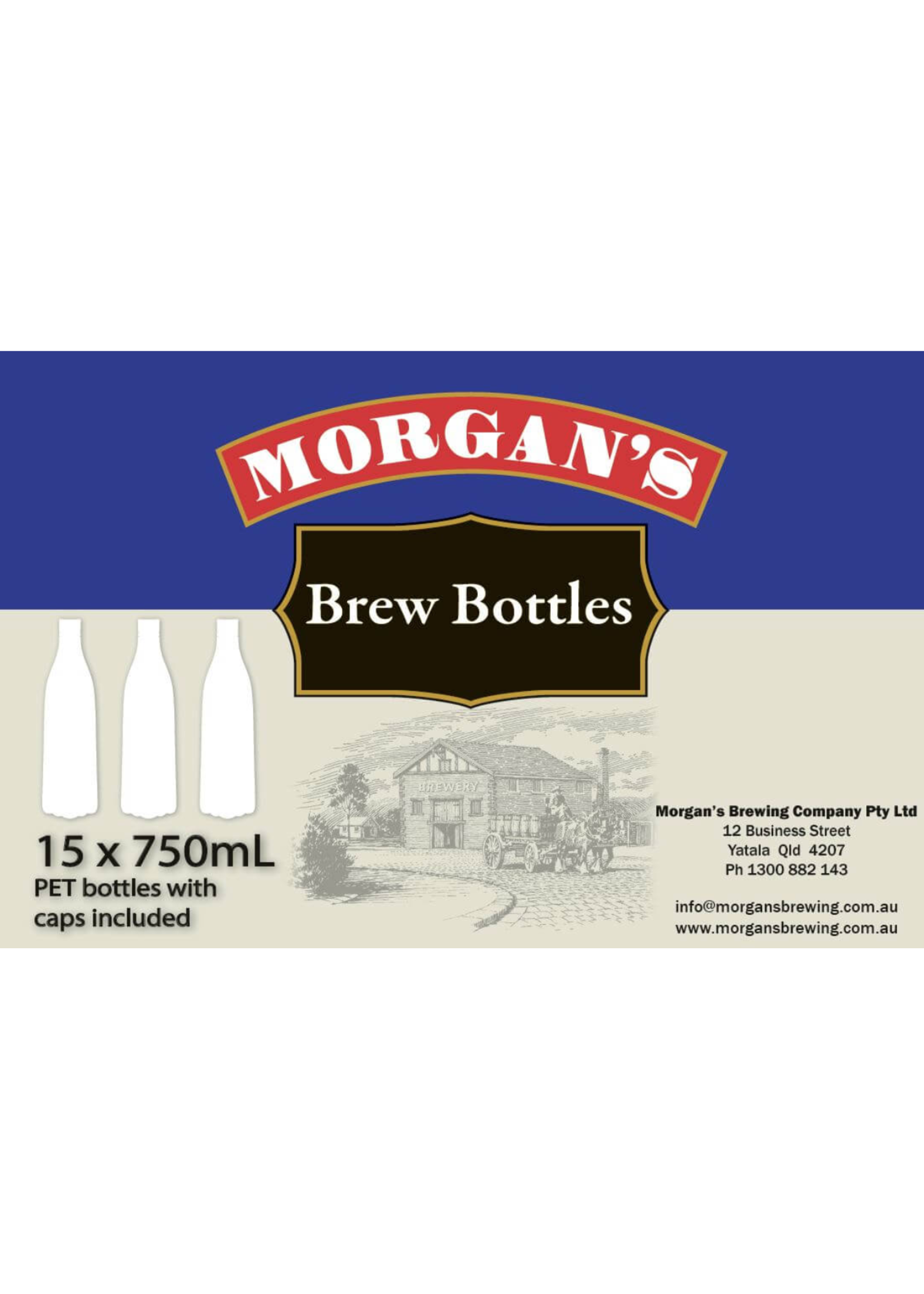 Brewcellar Morgans PET Bottles 750mL      (ctn of 15) Inc. Caps