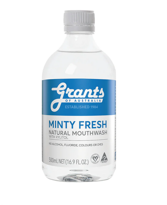 Grants minty fresh Natural Mouthwash 500ml Panacea Whole Foods