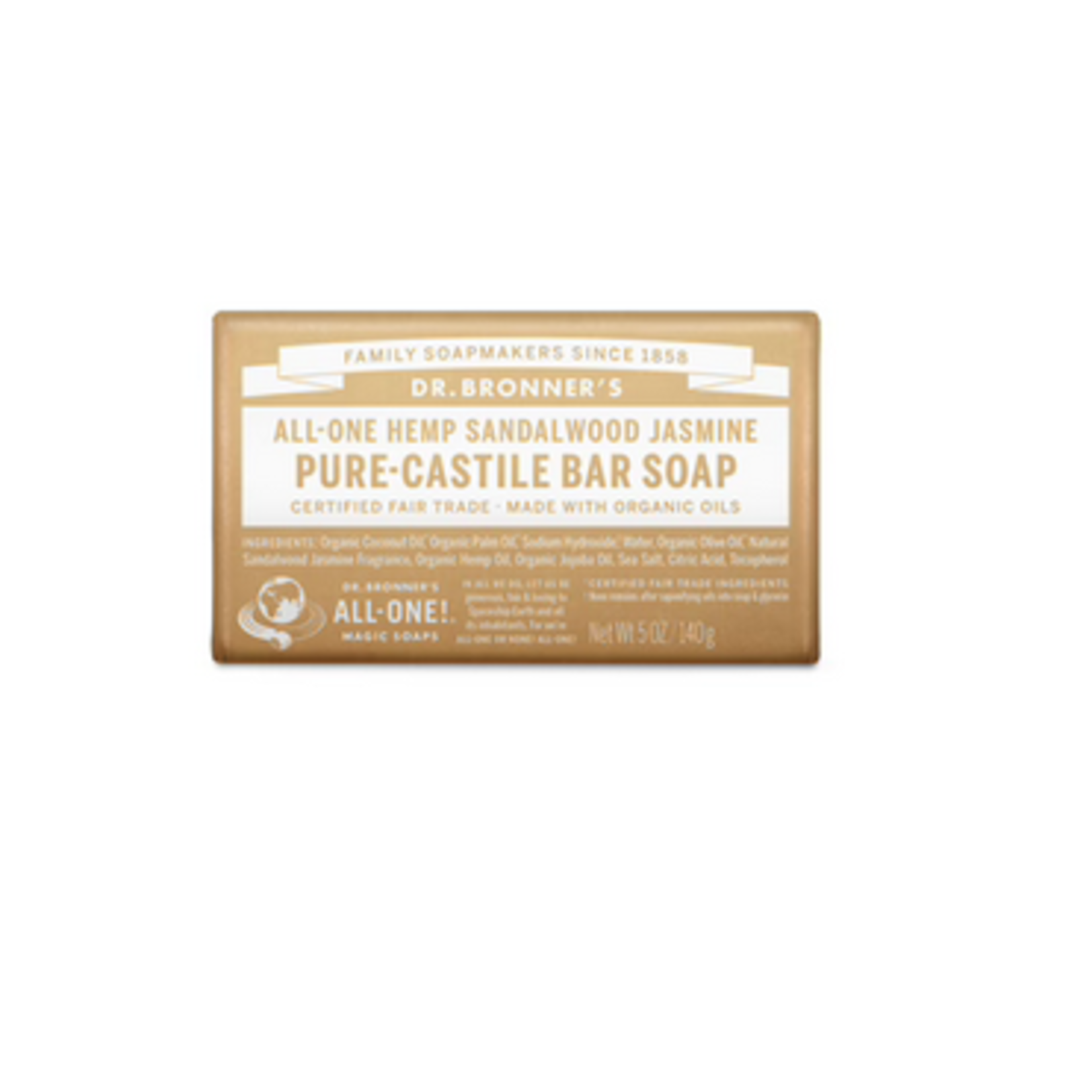 Dr Bronners Dr Bronners Organic Pure Castile Bar Soap Sandalwood Jasmine 140g ( Beige)