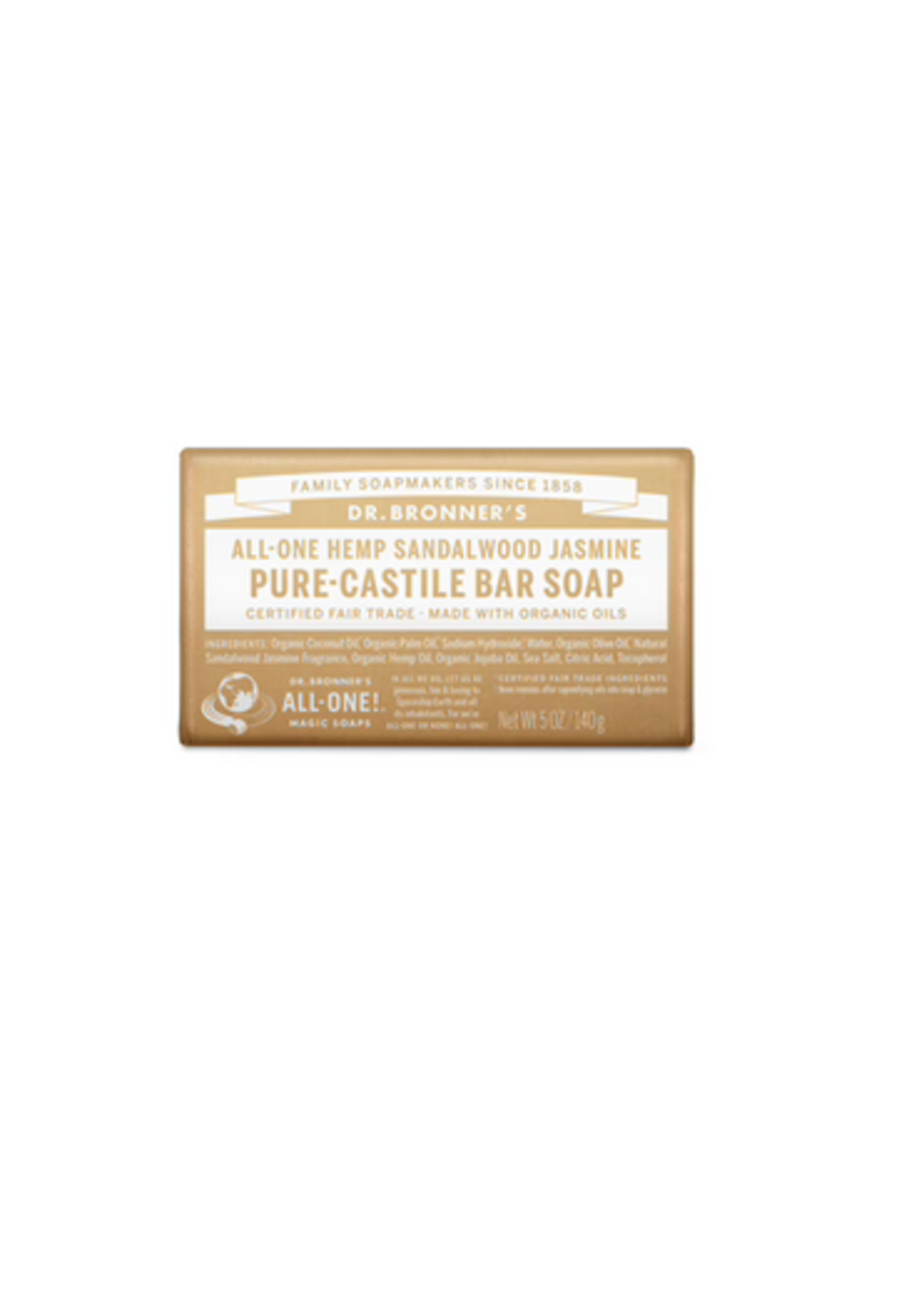 Dr Bronners Dr Bronners Organic Pure Castile Bar Soap Sandalwood Jasmine 140g ( Beige)