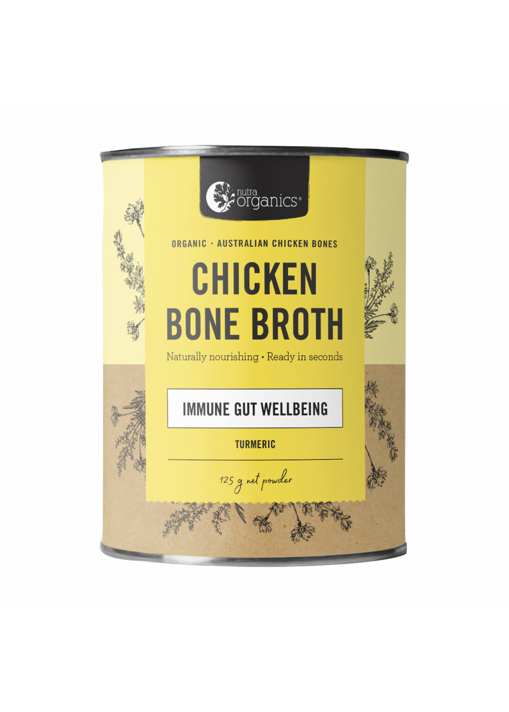 NutraOrganics Nutra Organics Chicken Bone Broth Organic Immune Gut Well being Turmeric 125gms