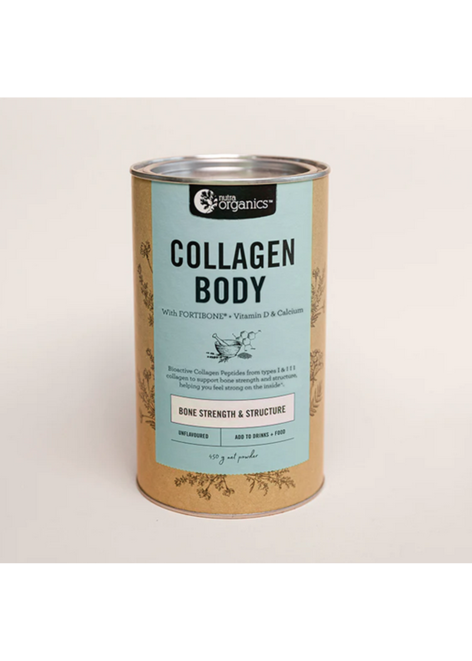NutraOrganics Nutra Naturals  Collagen Body with Fortibone 450 gram Bone Strenghth Structure