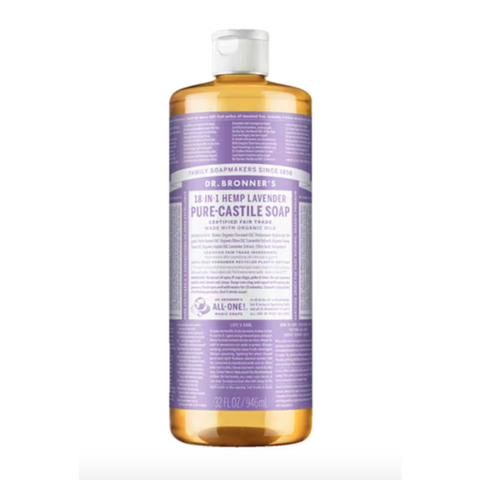 Dr Bronners Dr Bronners Organic Pure Castile Liquid Soap Lavender 946 ml (Purple)