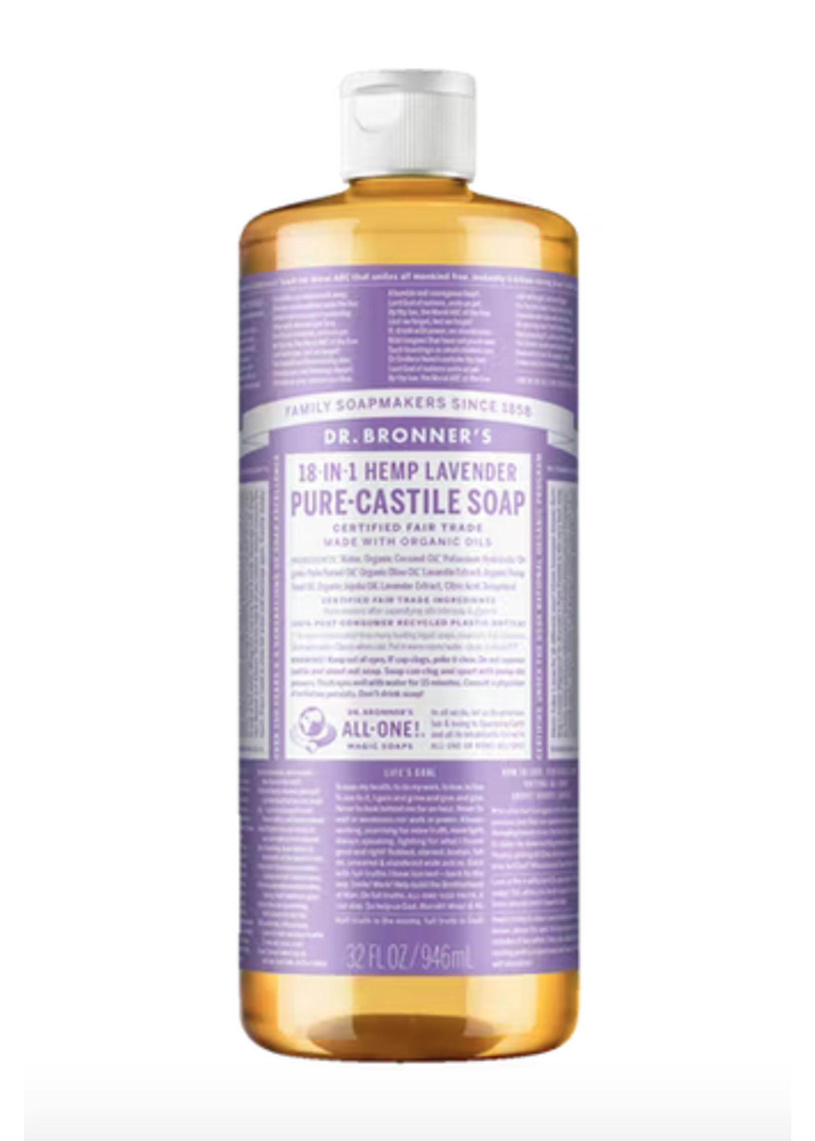 Dr Bronners Dr Bronners Organic Pure Castile Liquid Soap Lavender 946 ml (Purple)