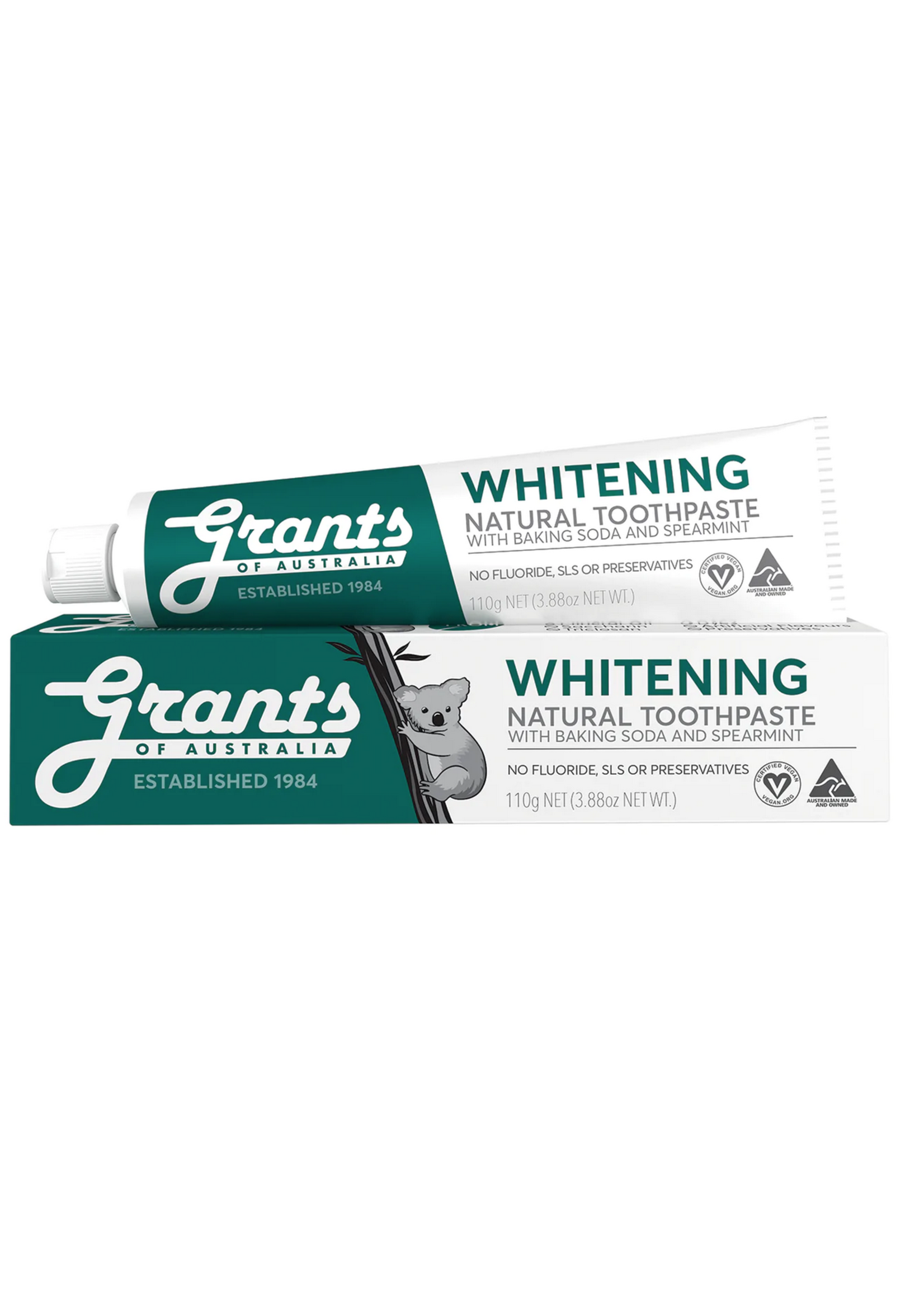 Grant's Grants Natural Toothpaste 110g Whitening with Baking Soda & Spearmint (Dark Green)