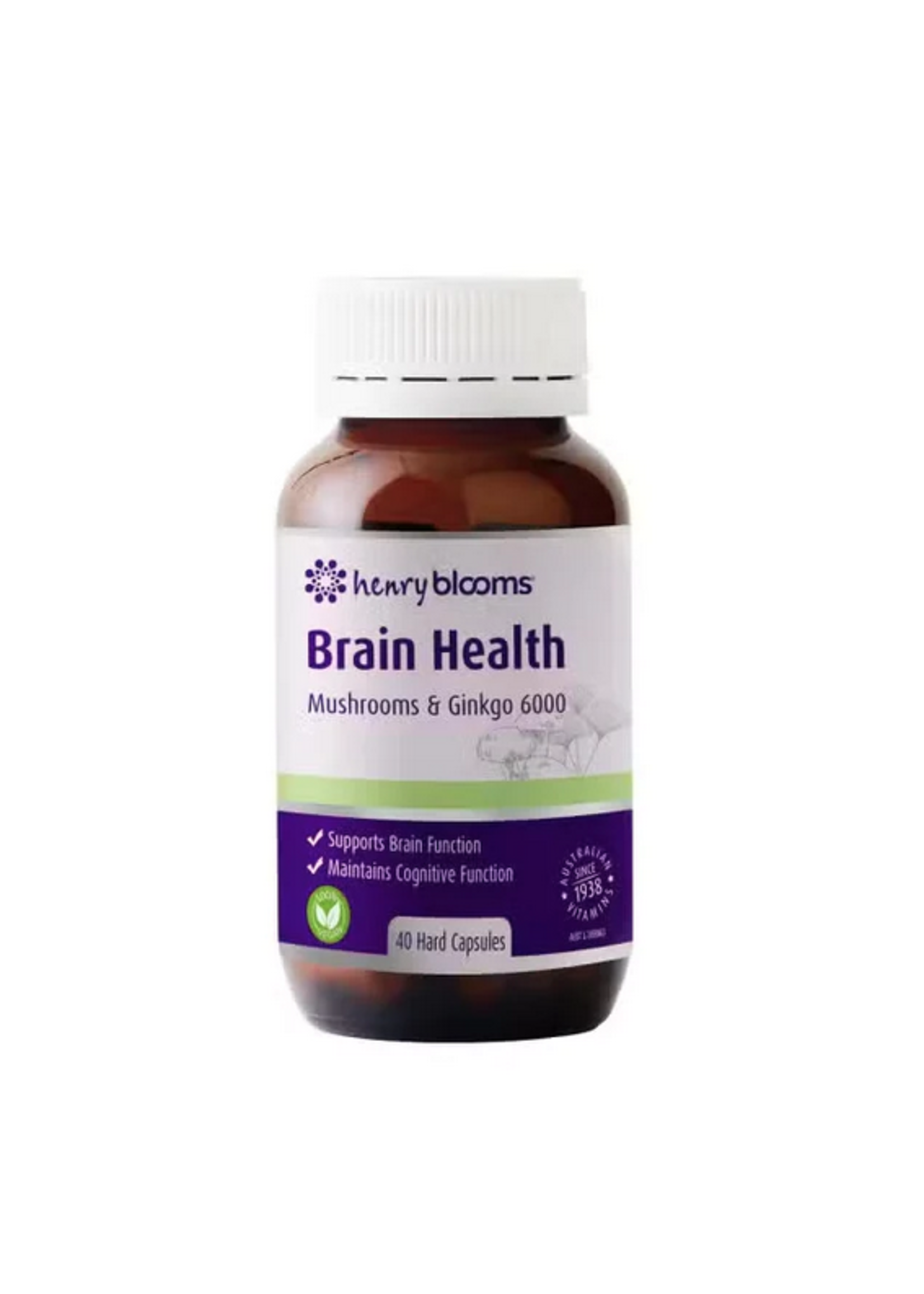 Henry Blooms Blooms Brain Health Mushrooms & Ginkgo 40 caps ( DISCONTINUED)
