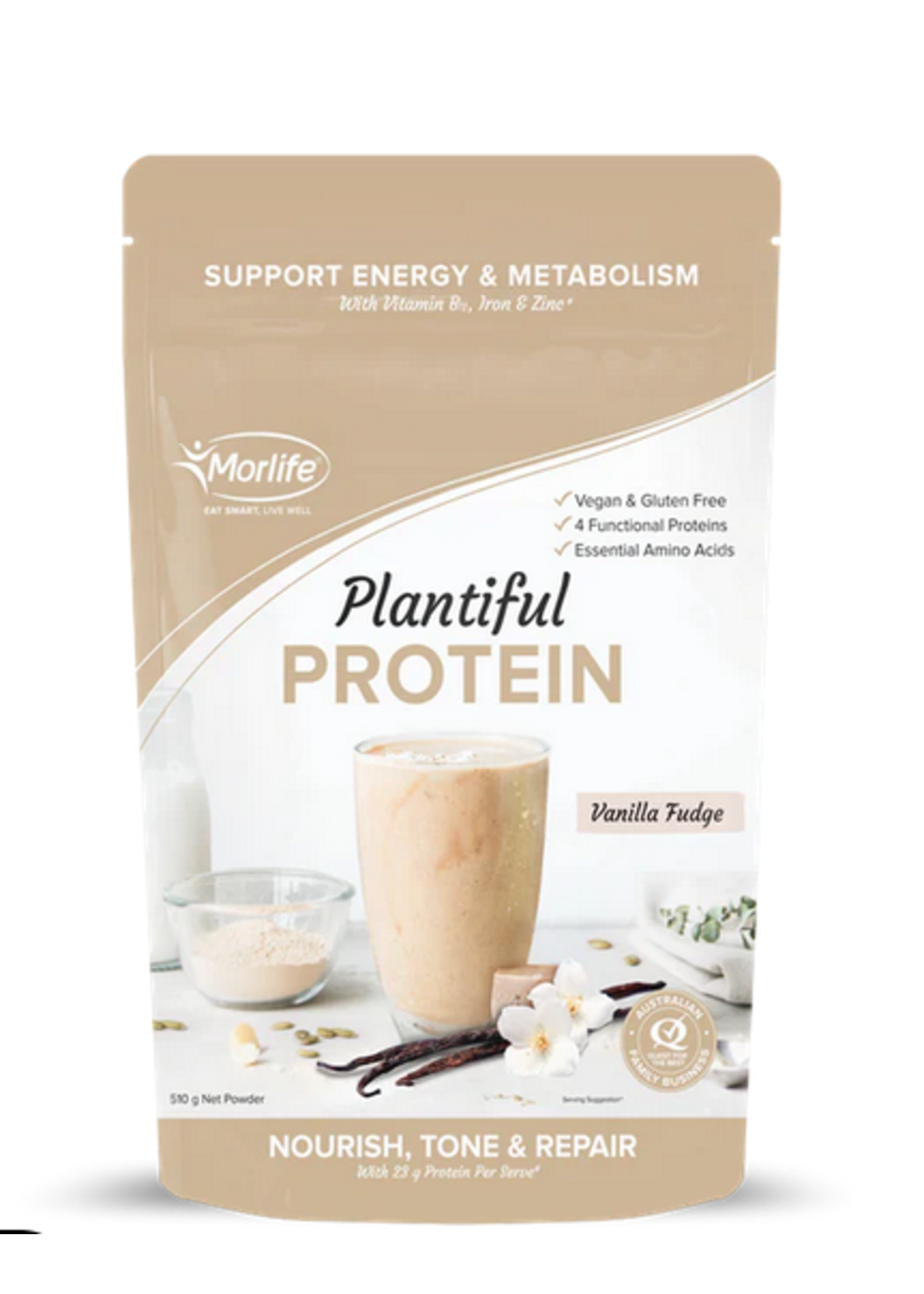 MORLIFE Morlife Plantiful Protein Vanilla Fudge 500g