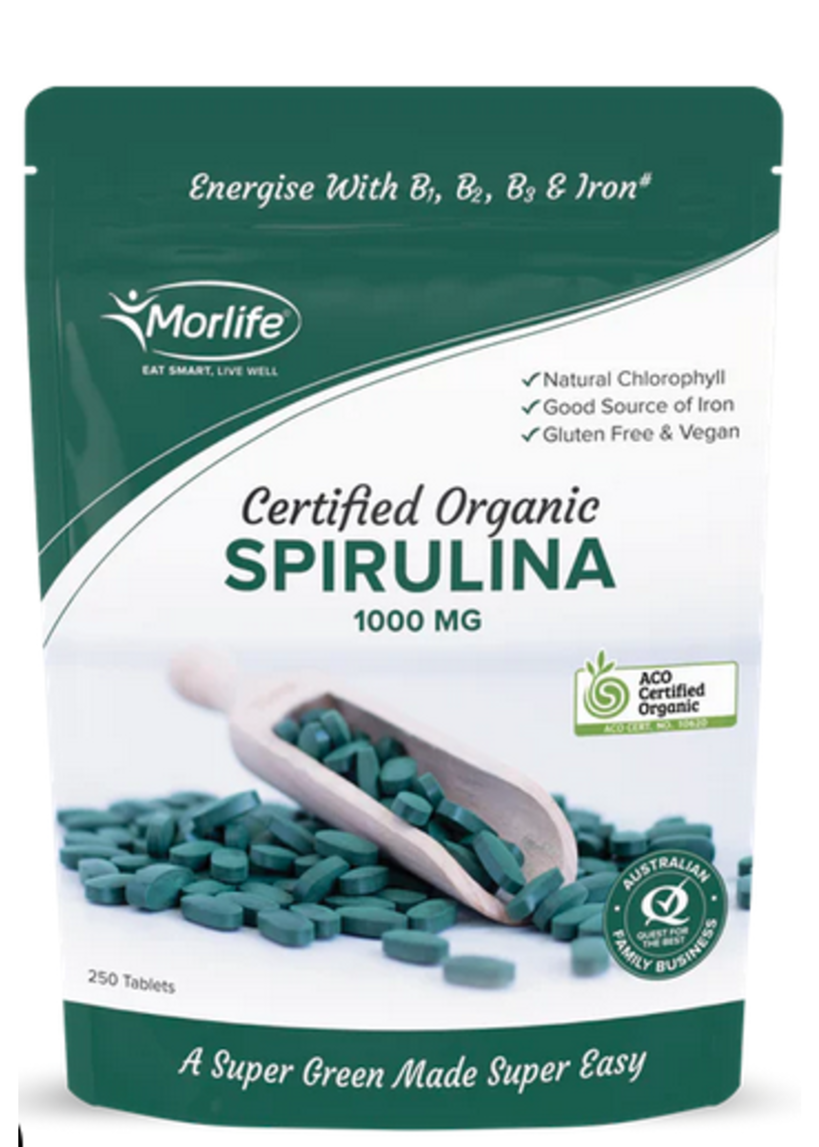 MORLIFE Morlife Organic Spirulina 1000mg 250 Tablets