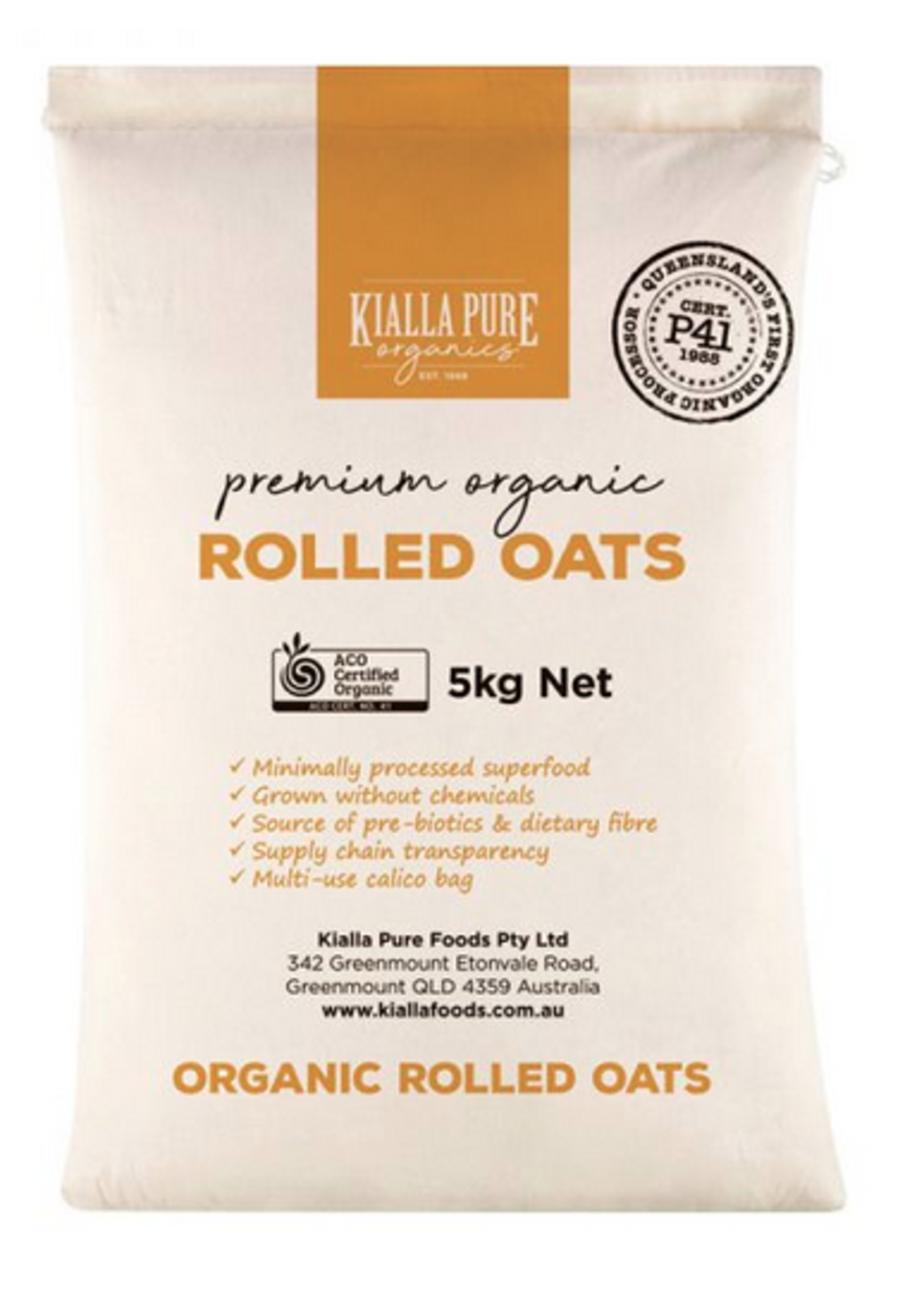 Kialla Kialla Organic Rolled Oats 5kg bulk