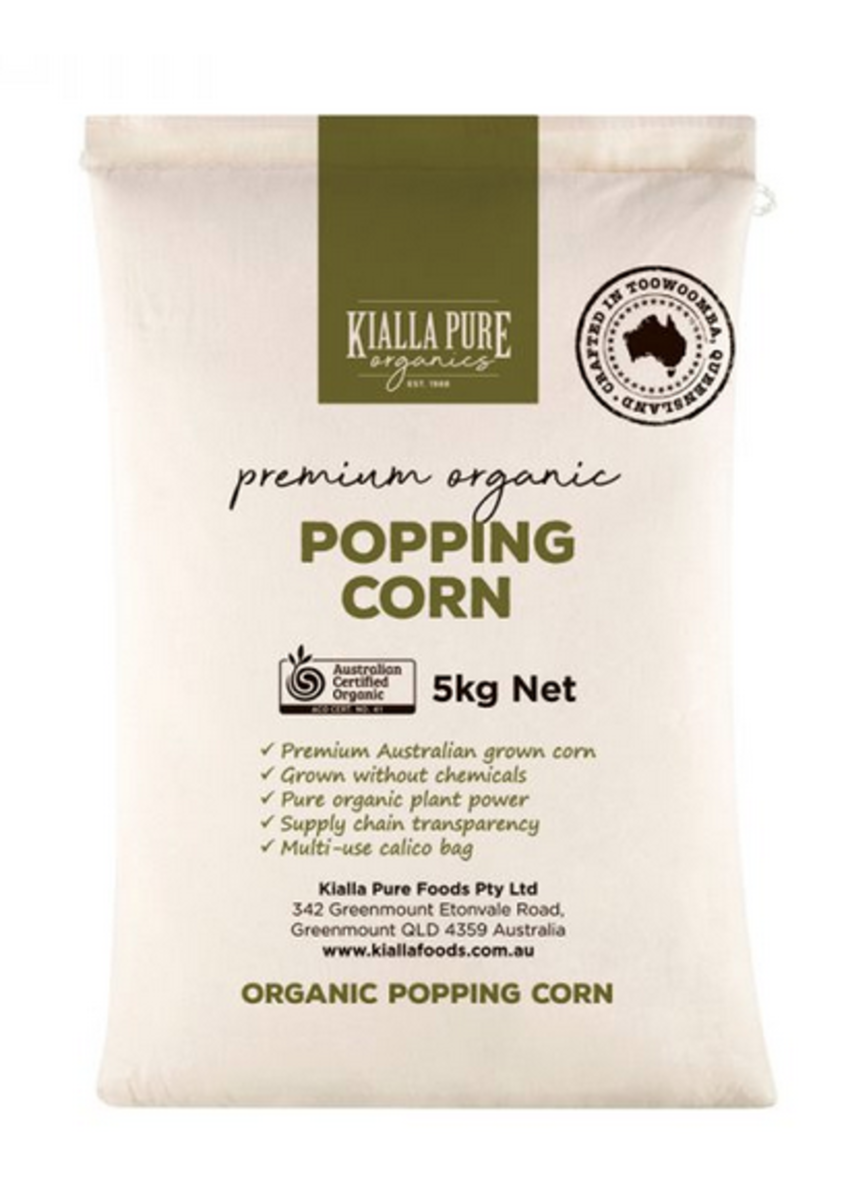 Kialla kialla Organic Popping Corn 5kg