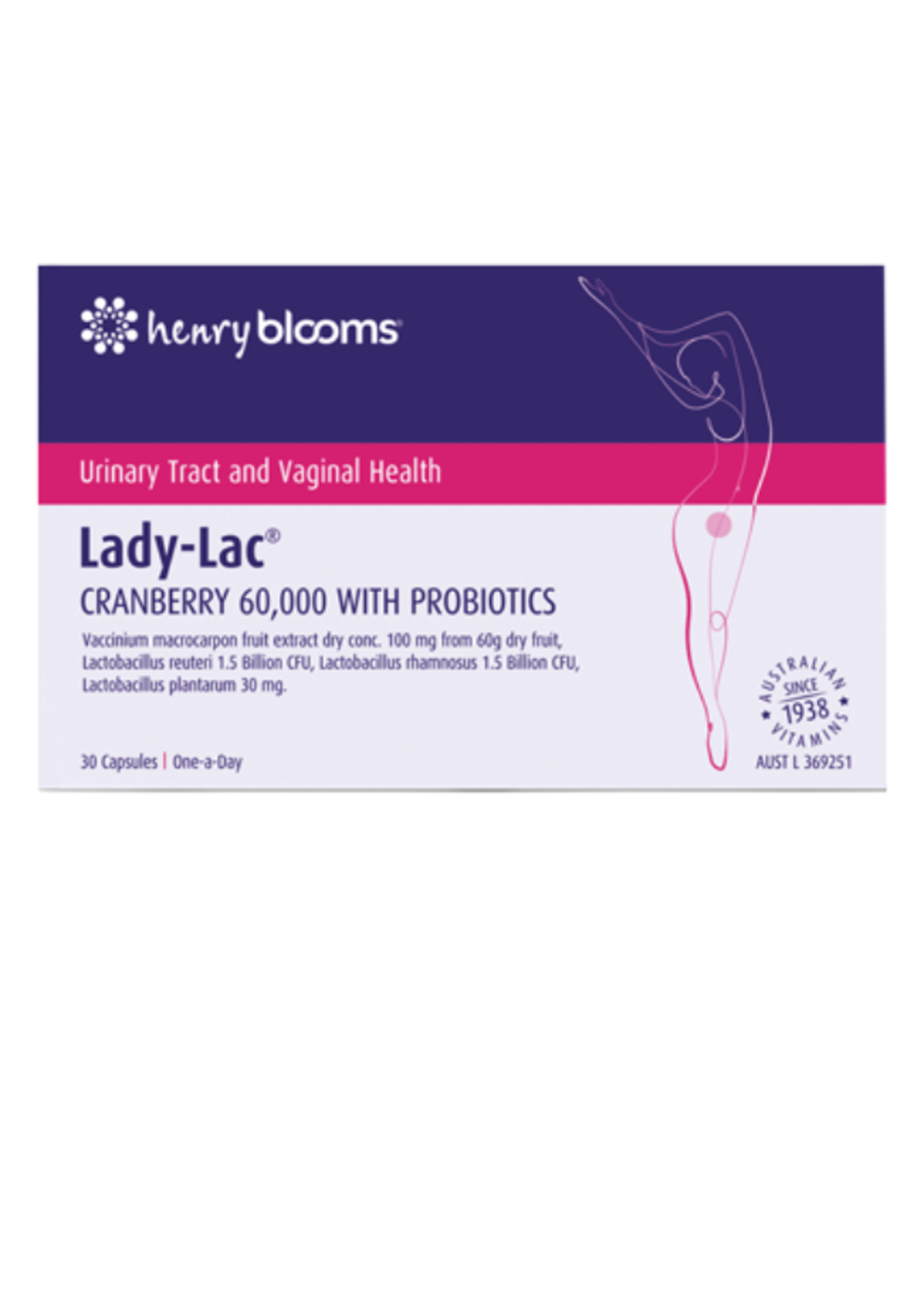 Blooms Blooms Lady-Lac Cranberry 60000 with Probiotics 30 caps (DNR)