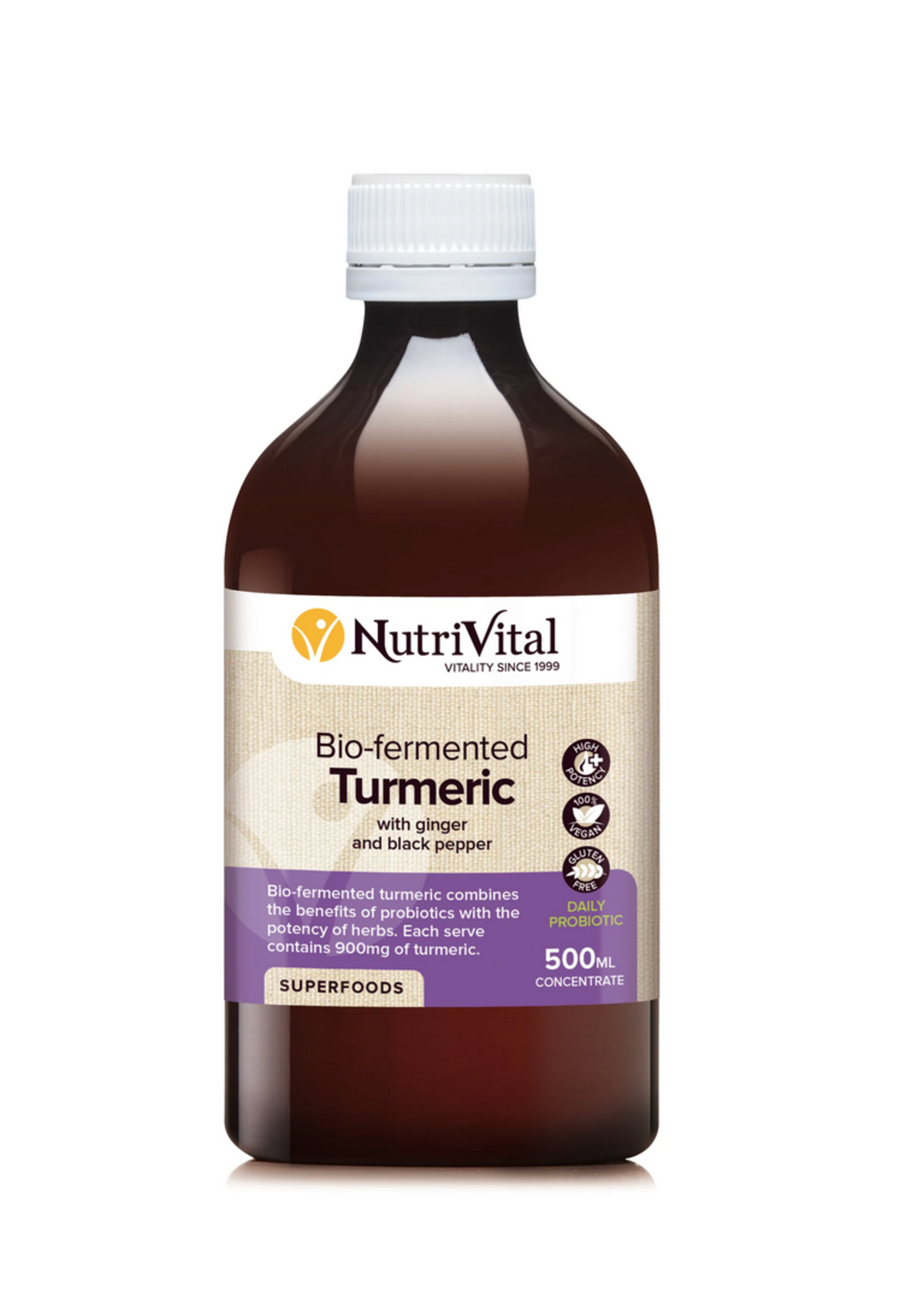 Nutrivital NutriVital Bio Fermented Tumeric W/ Ginger + Black Pepper 500ml