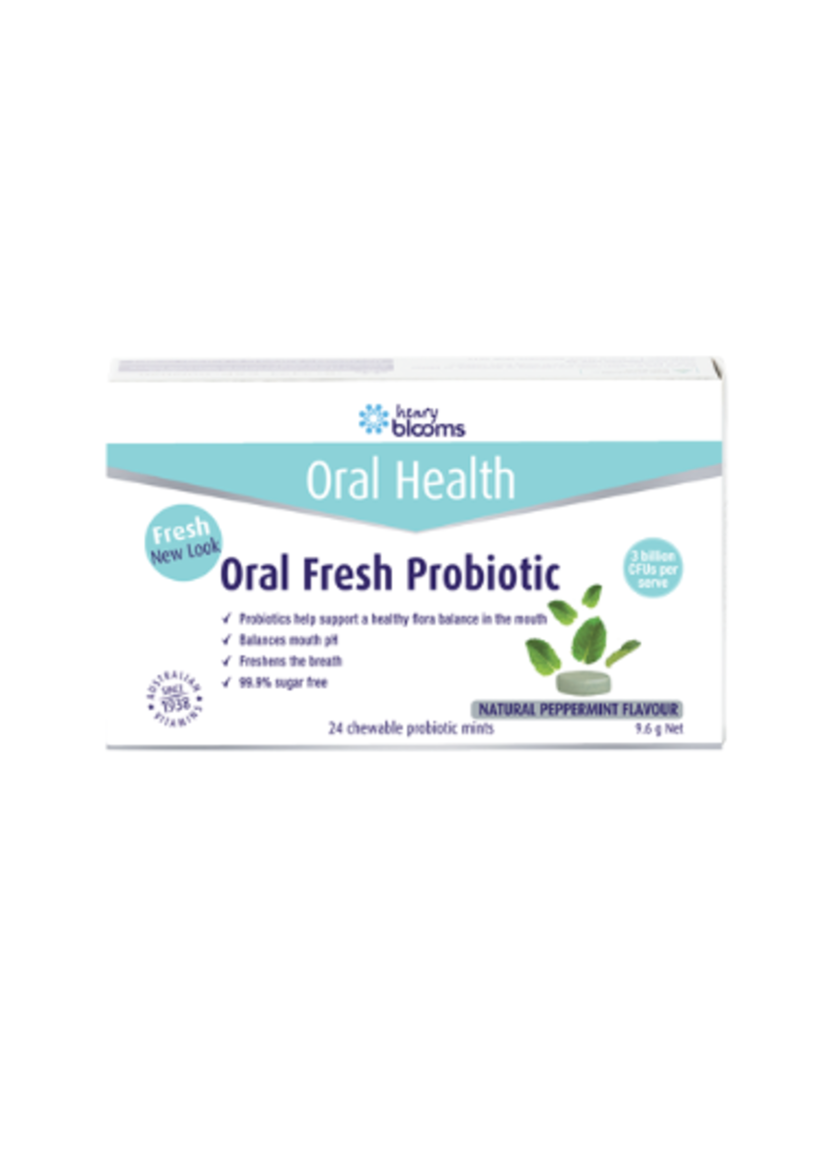 Henry Blooms Blooms Oral Fresh Probiotic  Natural Peppermint 20 chewable mints (DISCONTINUED)