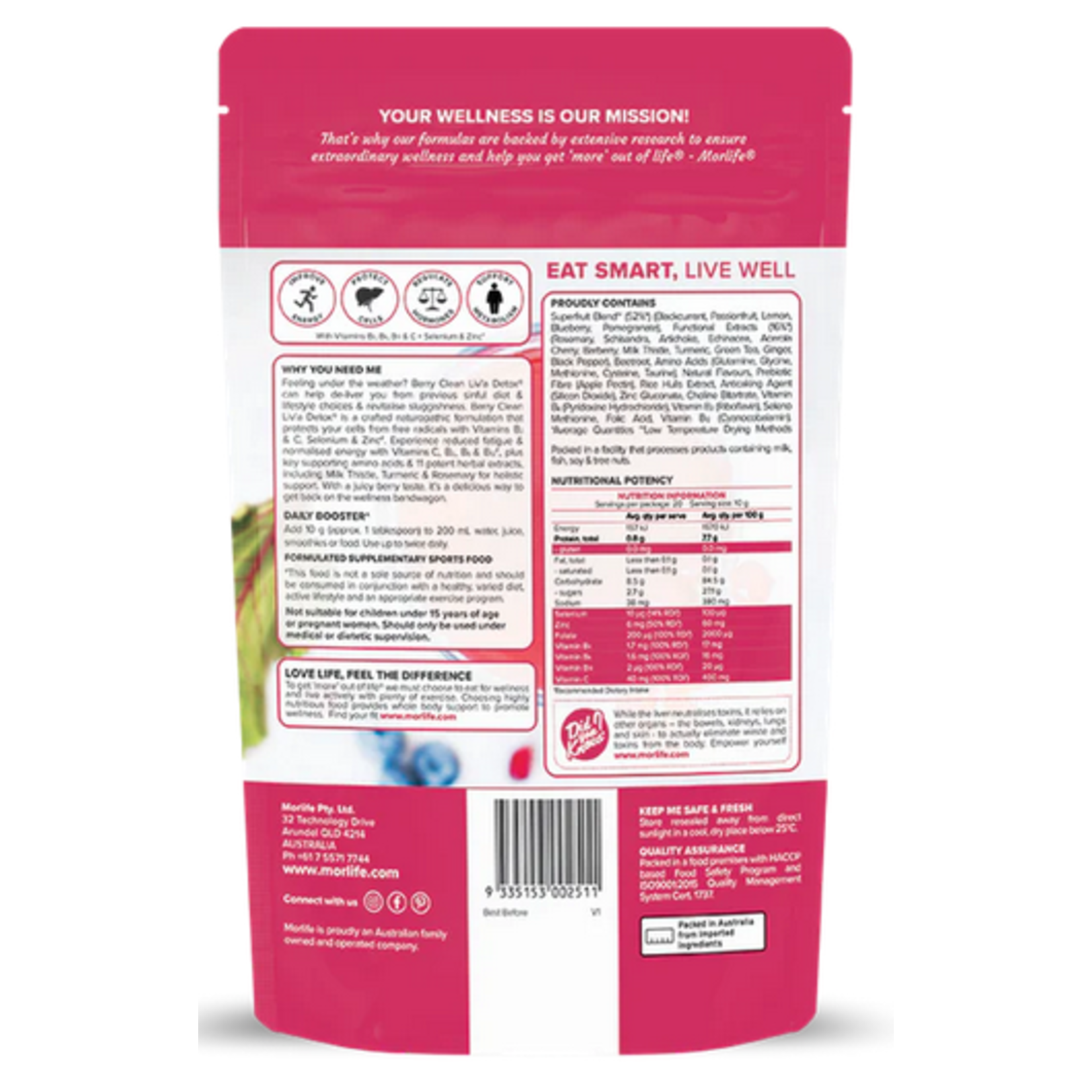MORLIFE Morlife Berry Clean Liv'a Detox 300g ( DNR)