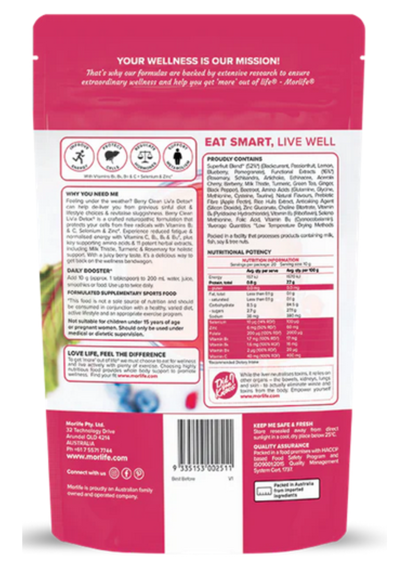 MORLIFE Morlife Berry Clean Liv'a Detox 300g ( DNR)