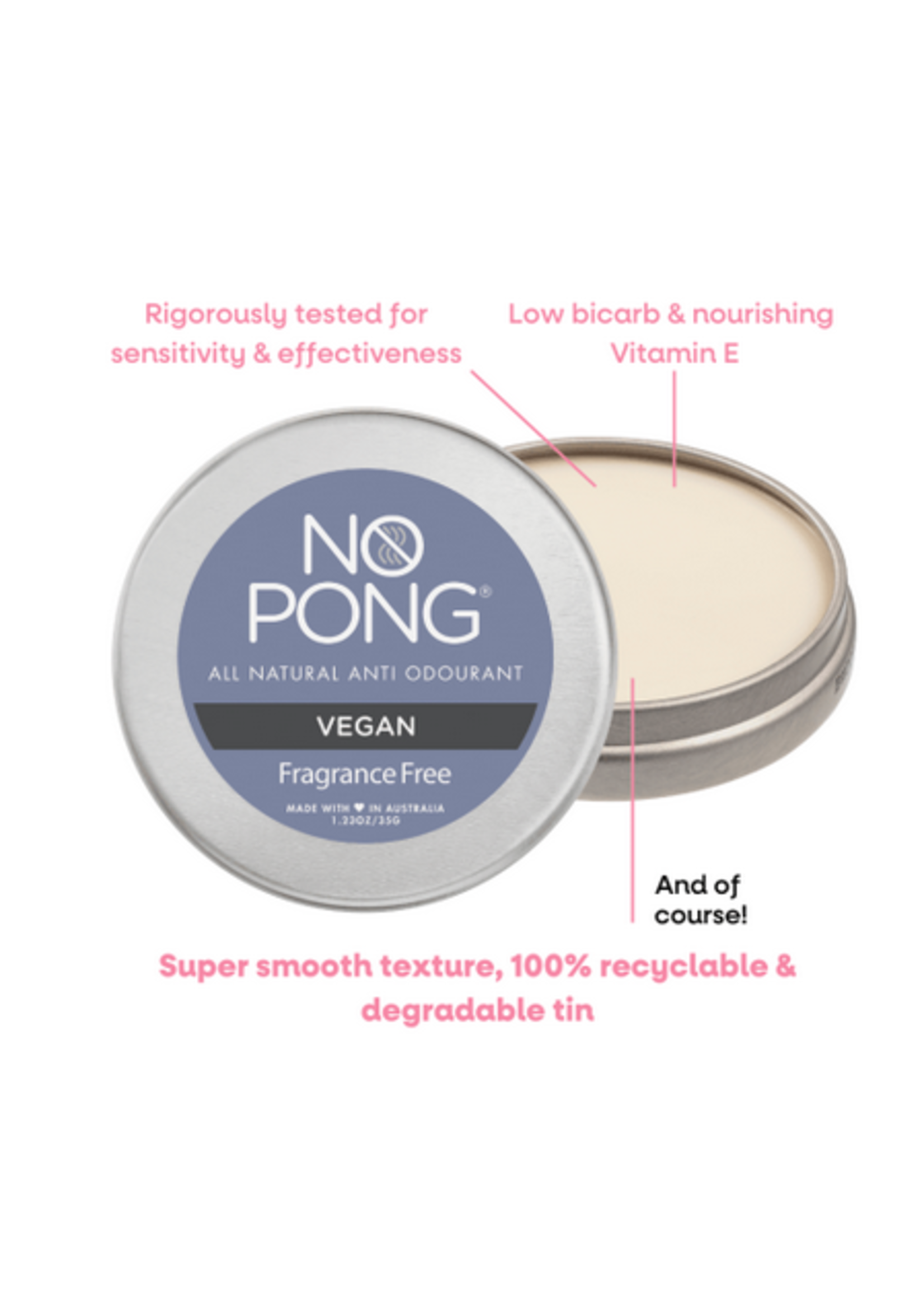No Pong No Pong Fragrance Free Vegan 35g