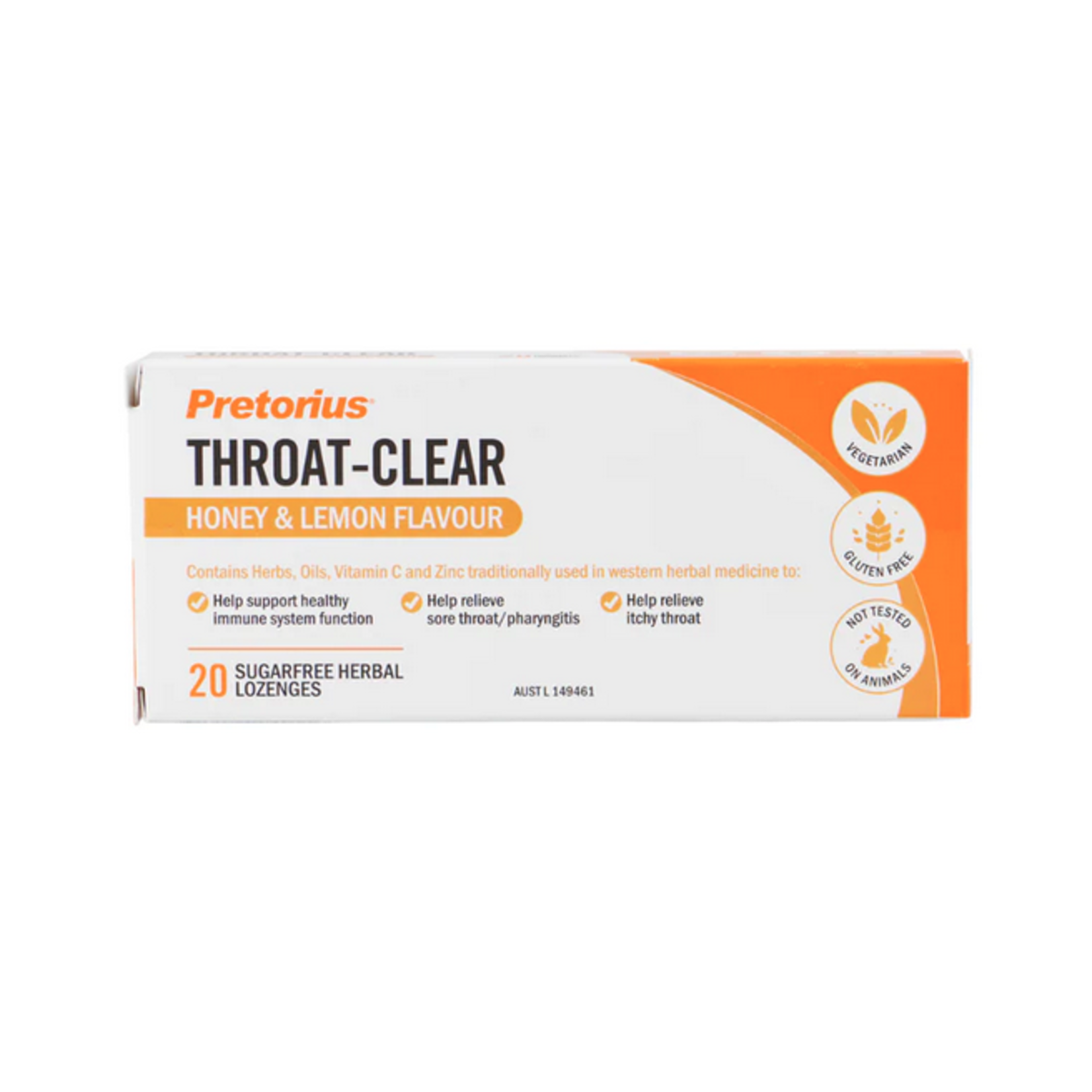 pretorius Pretorius Throat Clear honey and lemon 20 lozenges