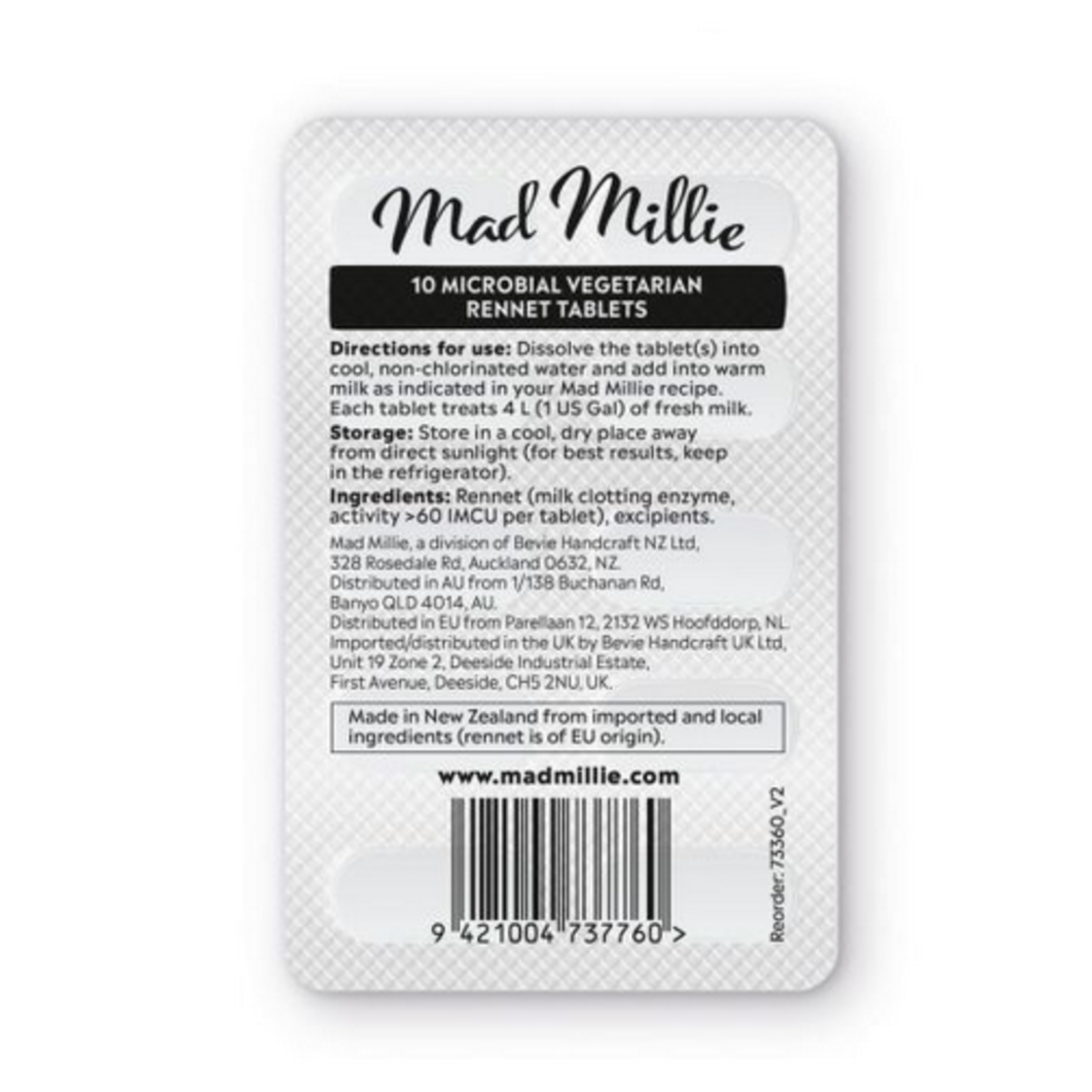 mad millie Mad Millie 4 L Vegetarian Rennet (tablet Strip X 10)