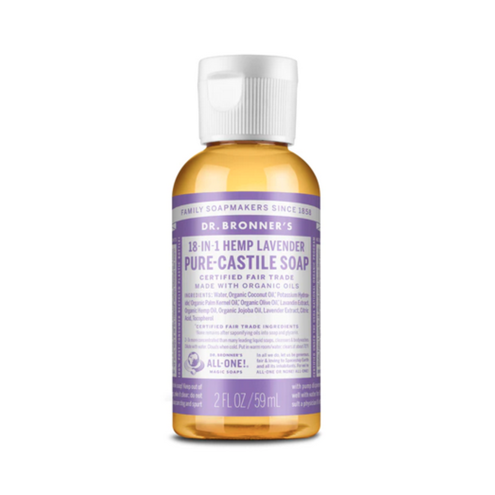 Dr Bronners Dr Bronners Organic Pure Castile Liquid Soap Lavender 59 ml (Purple)