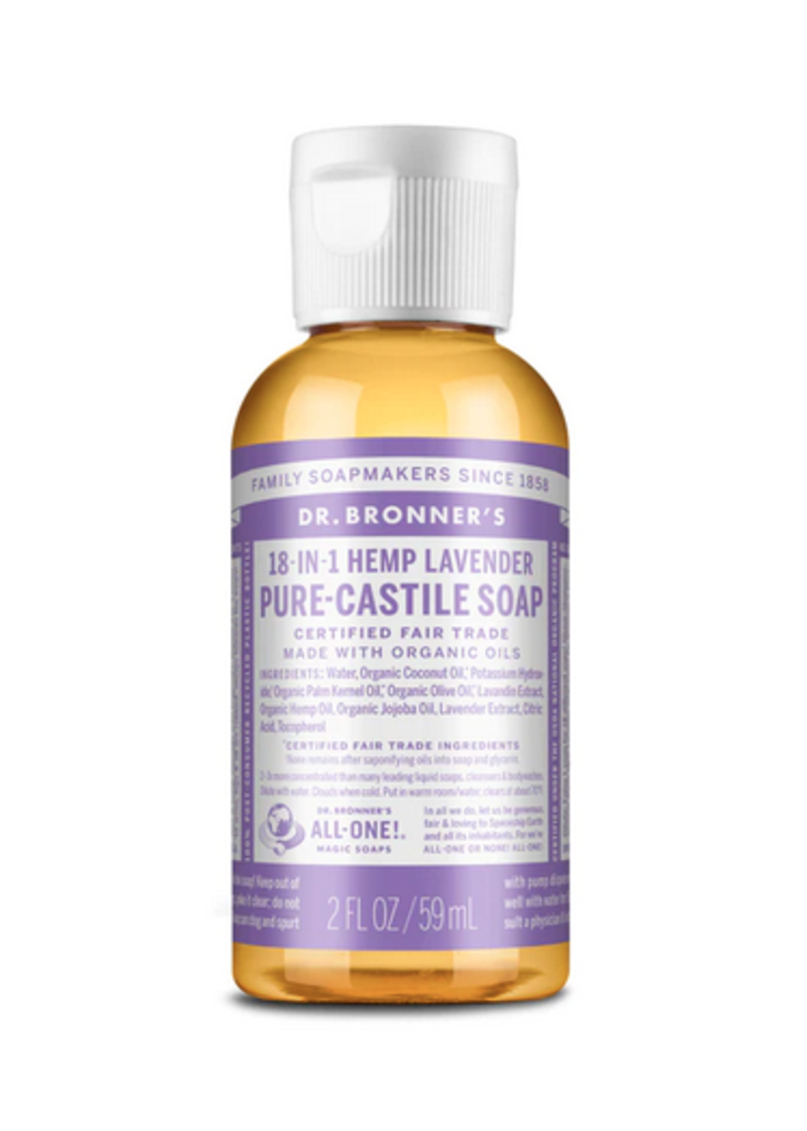 Dr Bronners Dr Bronners Organic Pure Castile Liquid Soap Lavender 59 ml (Purple)
