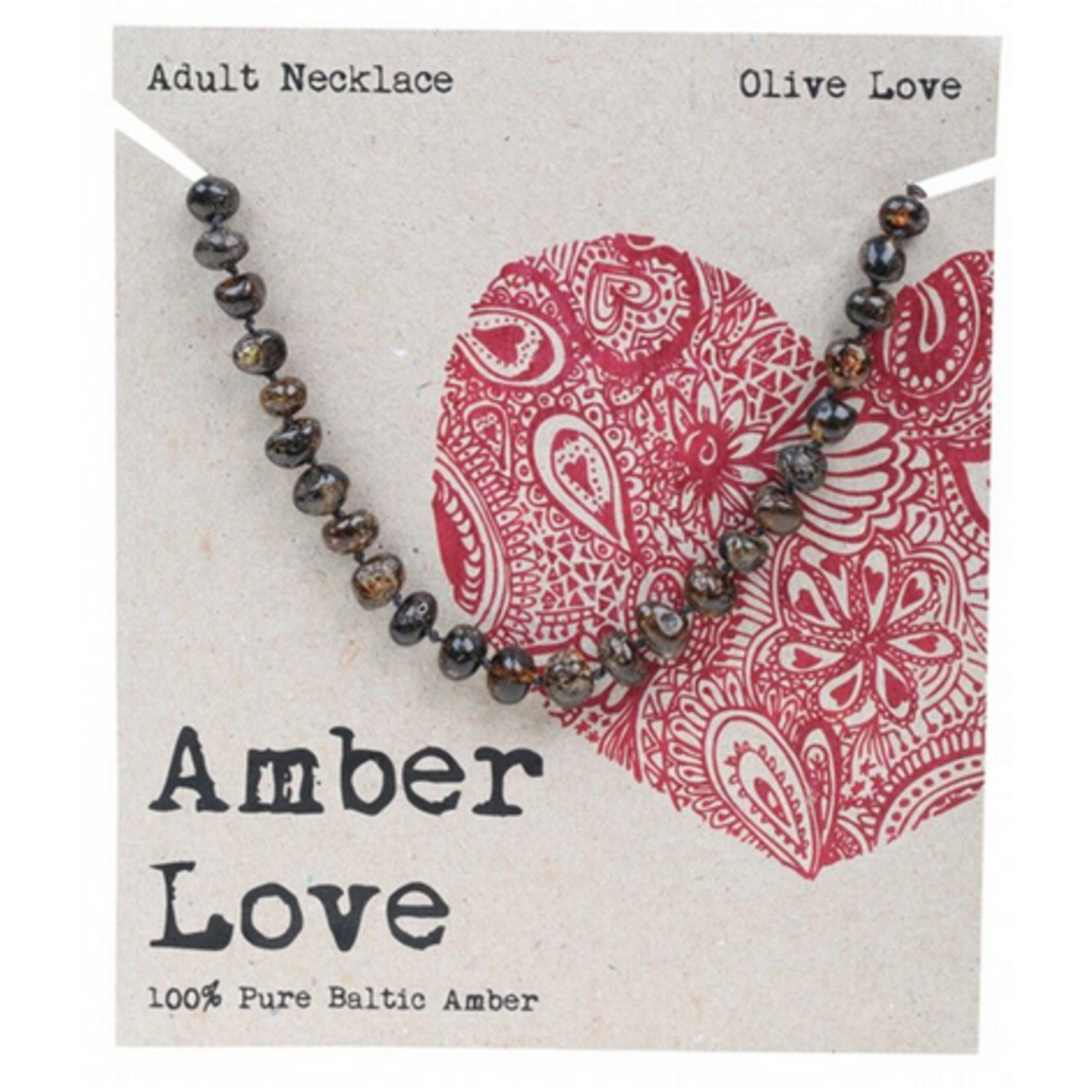 Amber Love Amber Love 100% Baltic Amber Adult Necklace 46cm Olive