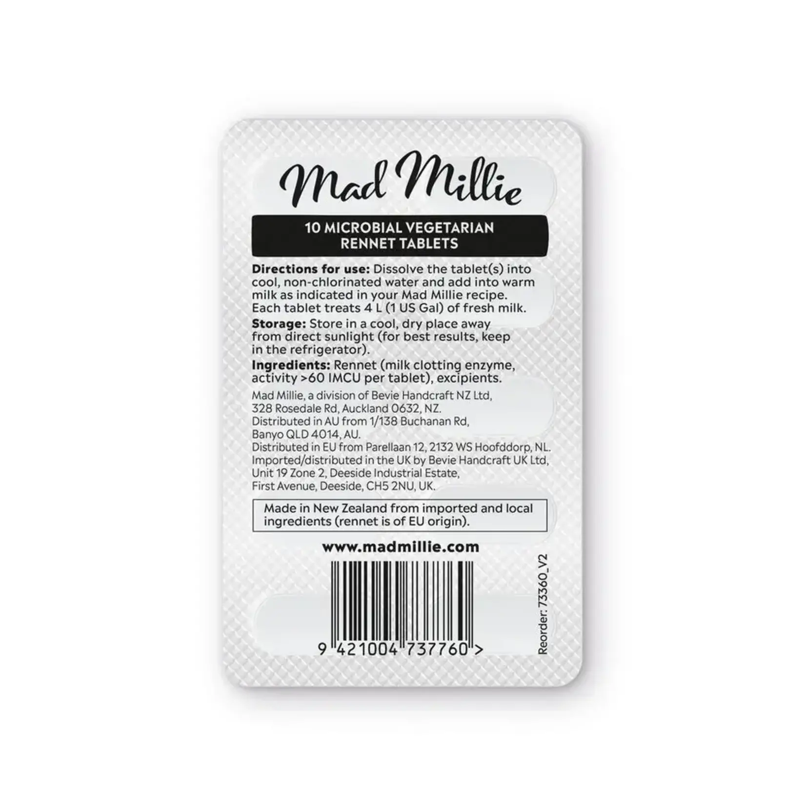 mad millie Mad Millie 4 L Vegetarian Rennet (tablet Strip X 10)