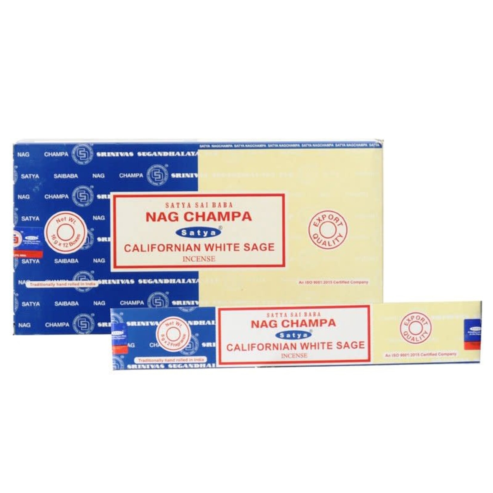 Satya/Shrinivas Satya Incense 15g Nag Champa + White Sage Combo