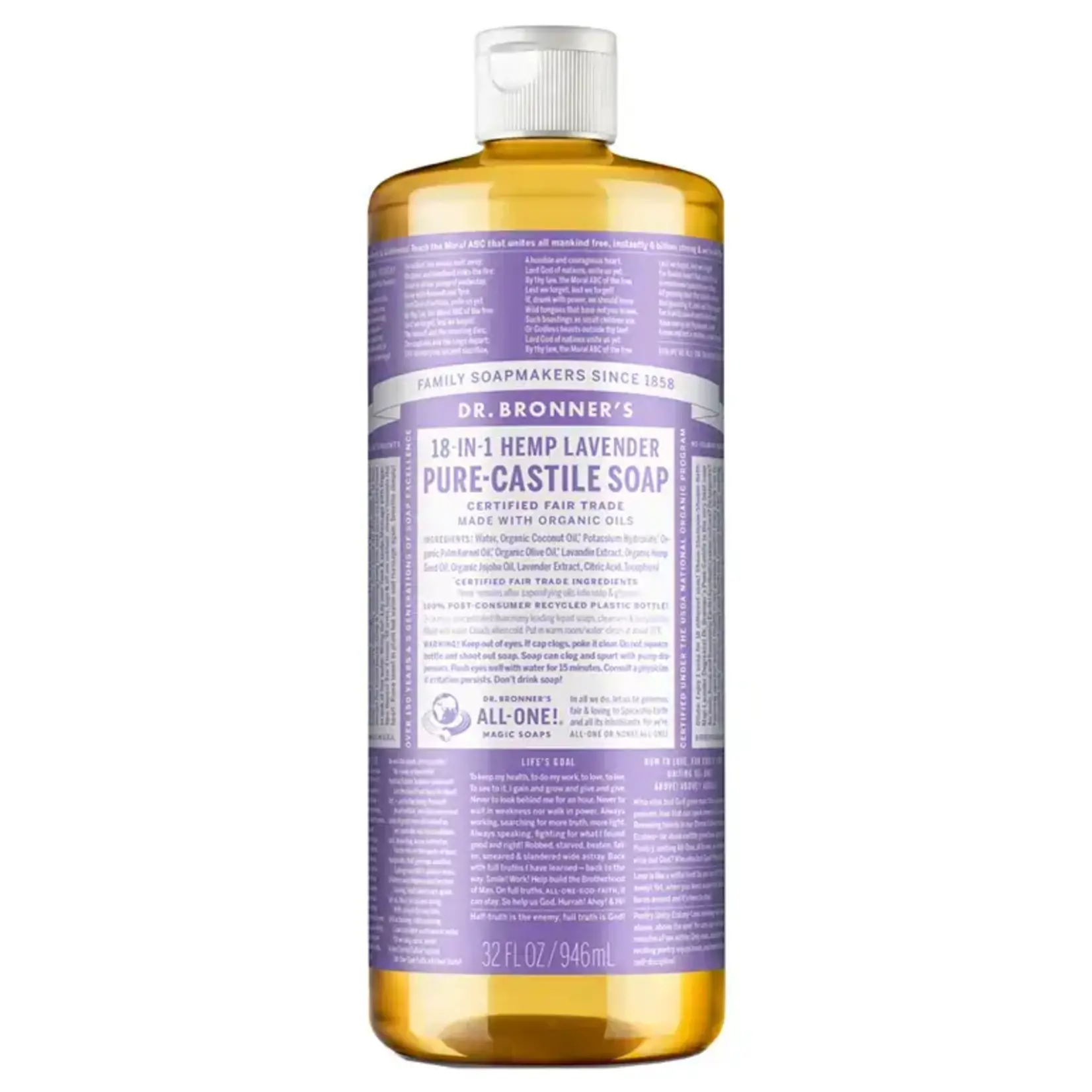 Dr Bronners Dr Bronners Organic Pure Castile Liquid Soap Lavender 946 ml (Purple)
