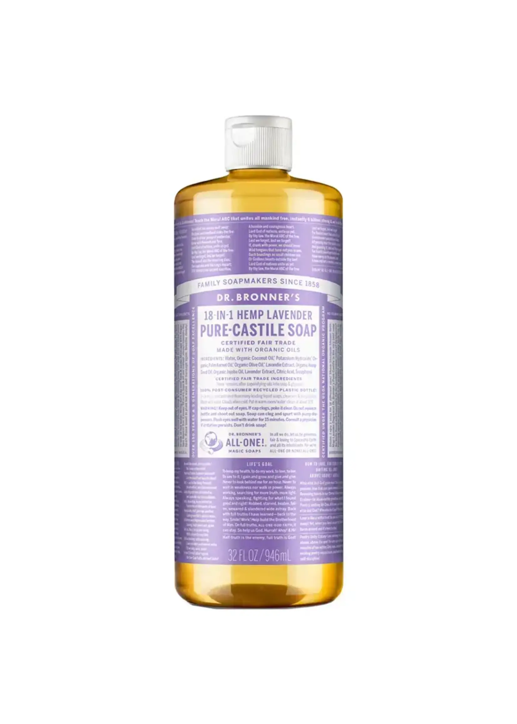 Dr Bronners Dr Bronners Organic Pure Castile Liquid Soap Lavender 946 ml (Purple)