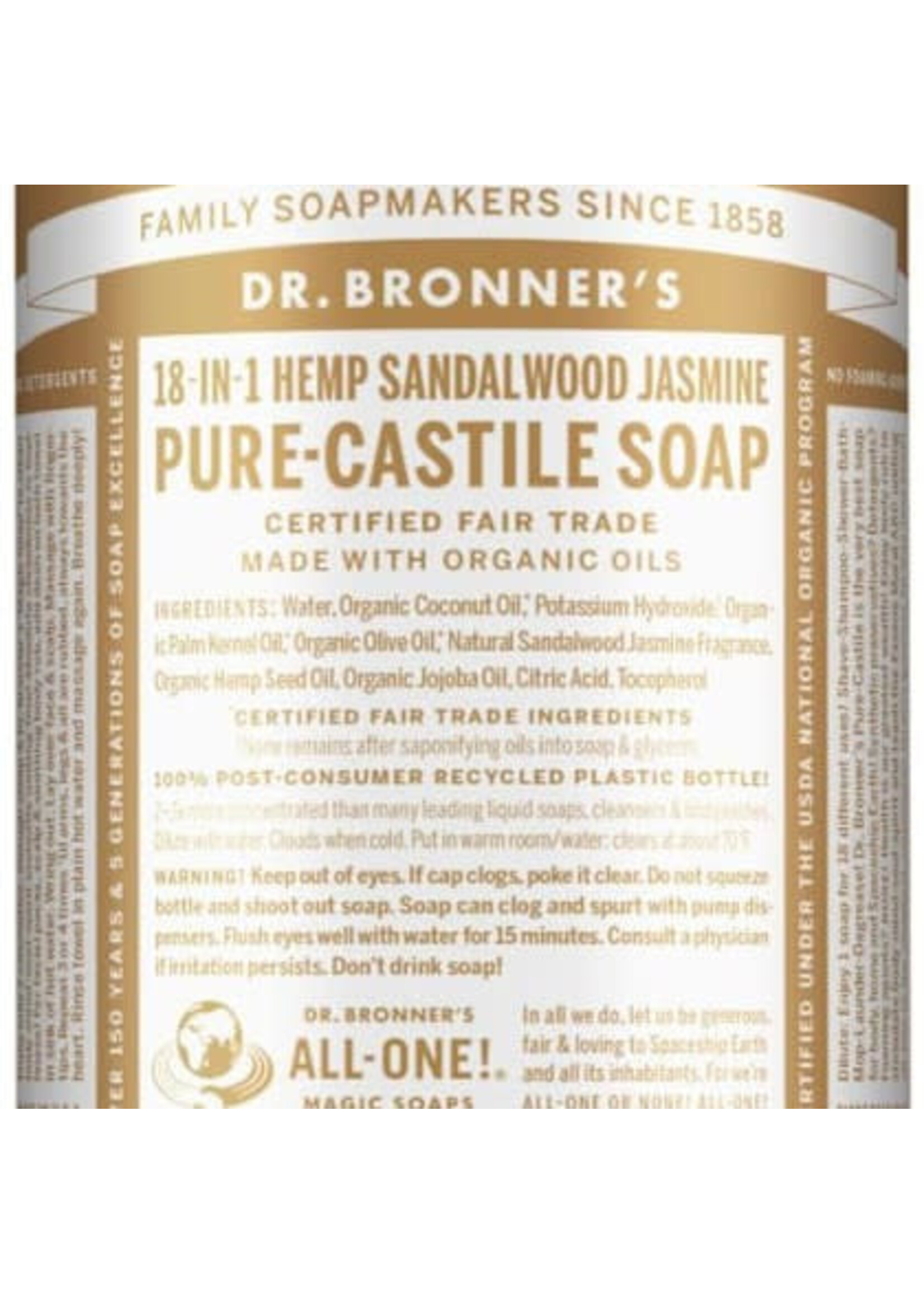 Dr Bronners Dr Bronners Organic Pure Castile Liquid Soap Sandalwood & Jasmine 946ml ( Beige)