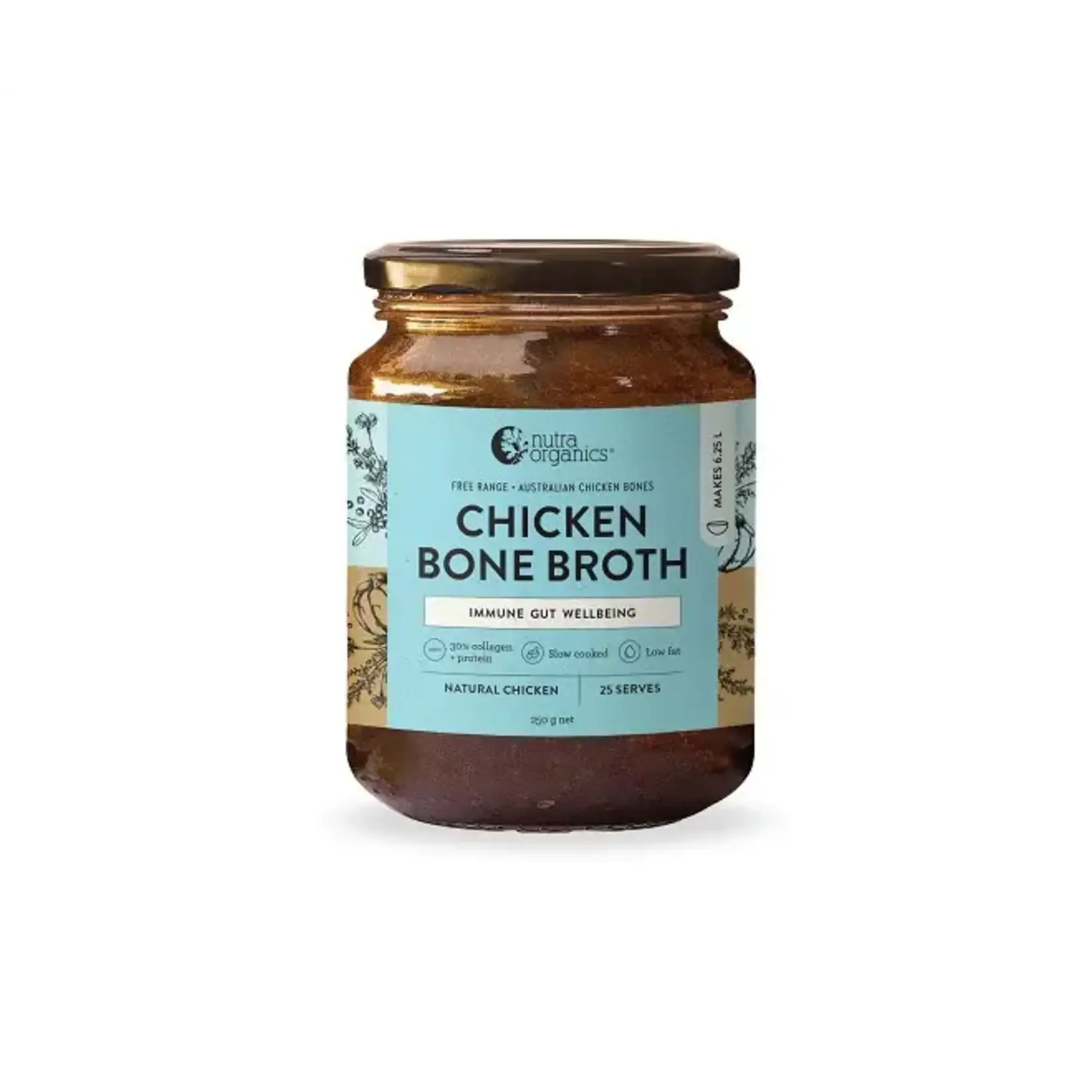 NutraOrganics Nutra Organics Bone Broth Chicken Concentrate 250g Natural  Chicken (Glass)
