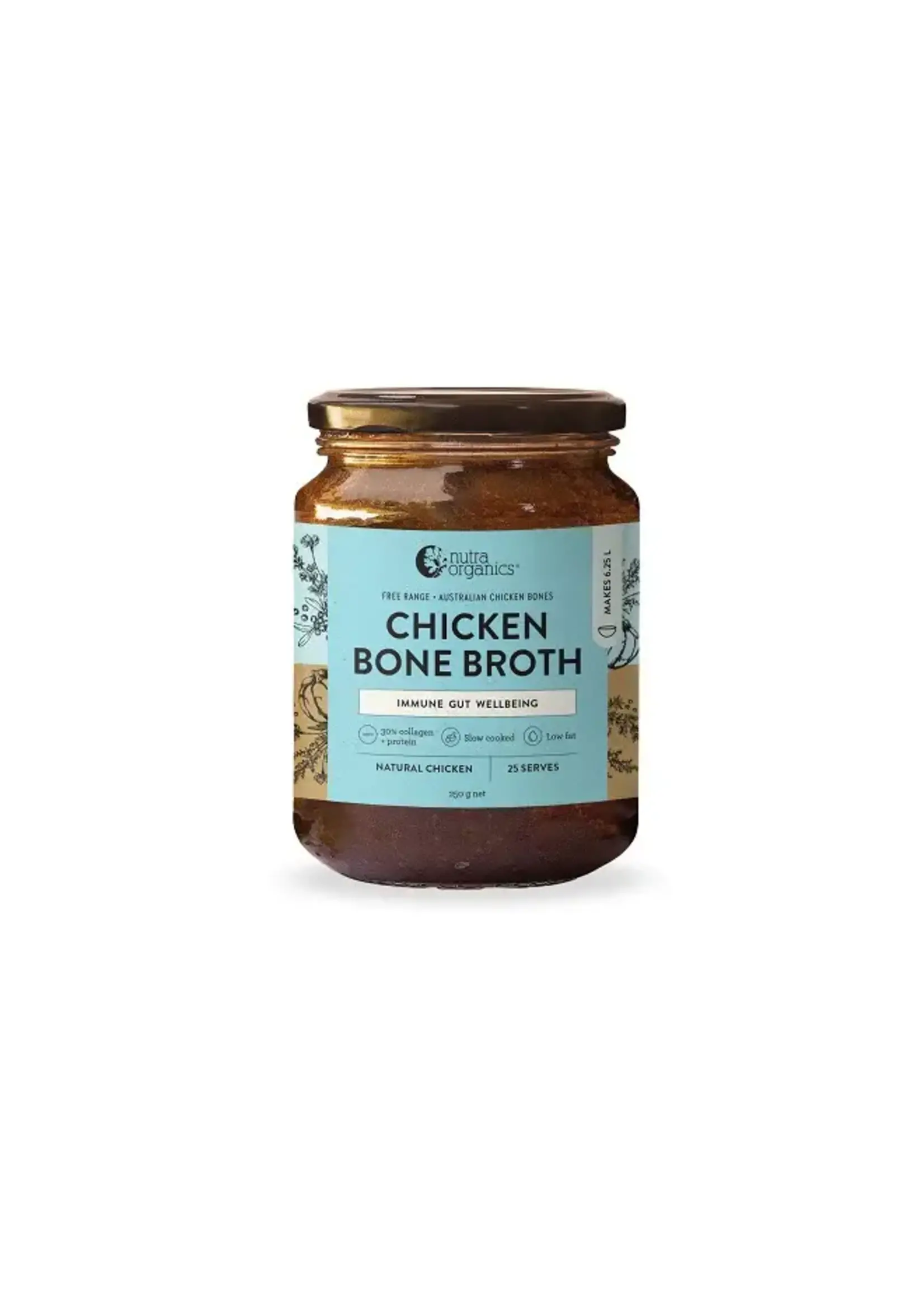 NutraOrganics Nutra Naturals  Bone Broth Chicken Concentrate 250g Natural  Chicken (Glass)