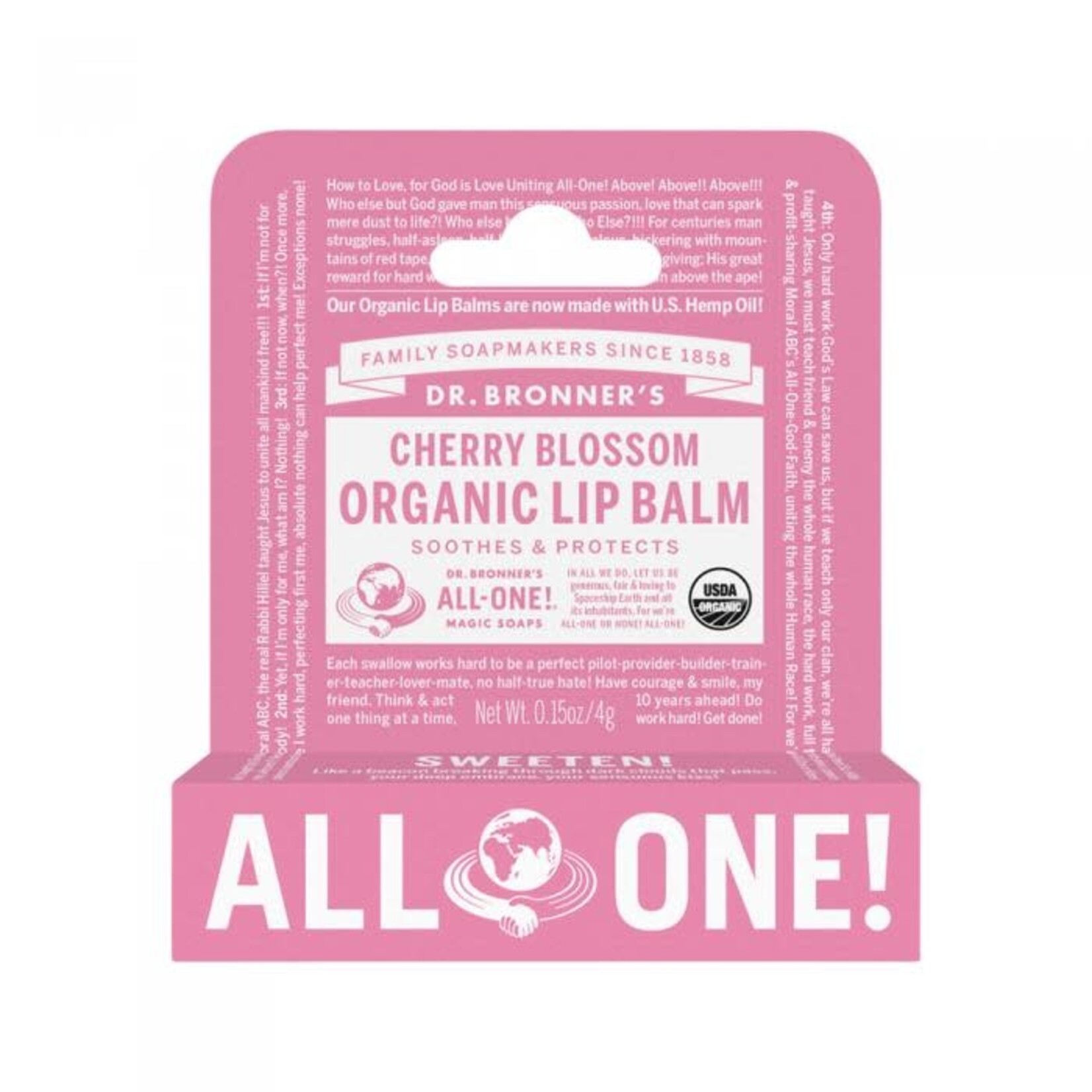 Dr Bronners Dr Bronners Organic Lip Balm Cherry Blossom 4g (Pink)