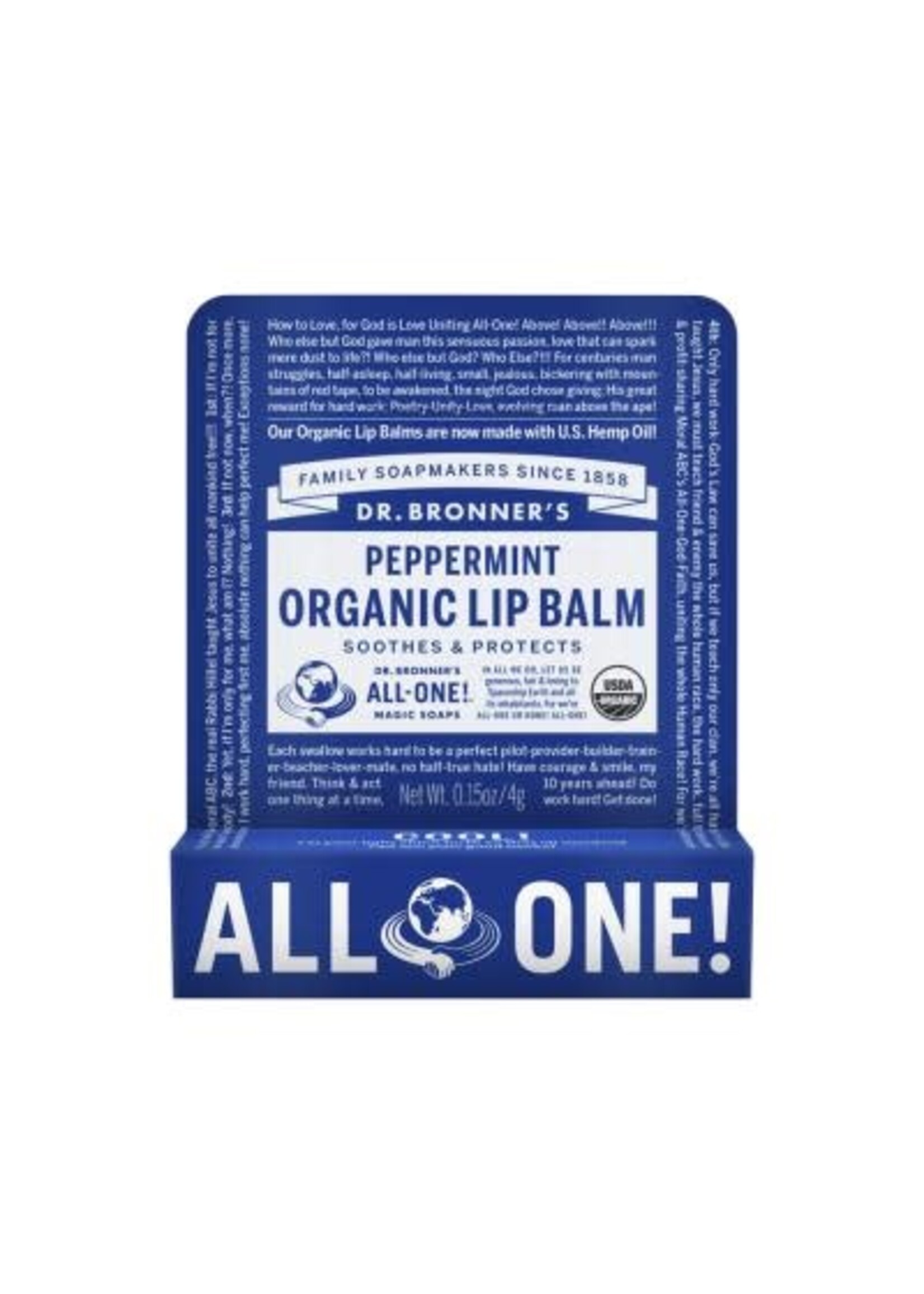 Dr Bronners Dr Bronners Organic Lip Balm Peppermint 4g ( Dark Blue)