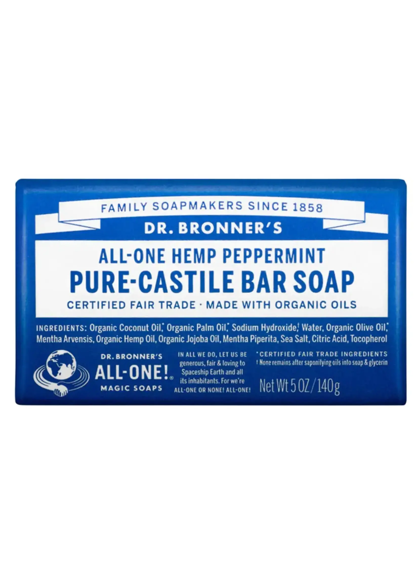 Dr Bronners Dr Bronners Organic Pure Castile Bar Soap Peppermint 140 g ( Dark Blue)