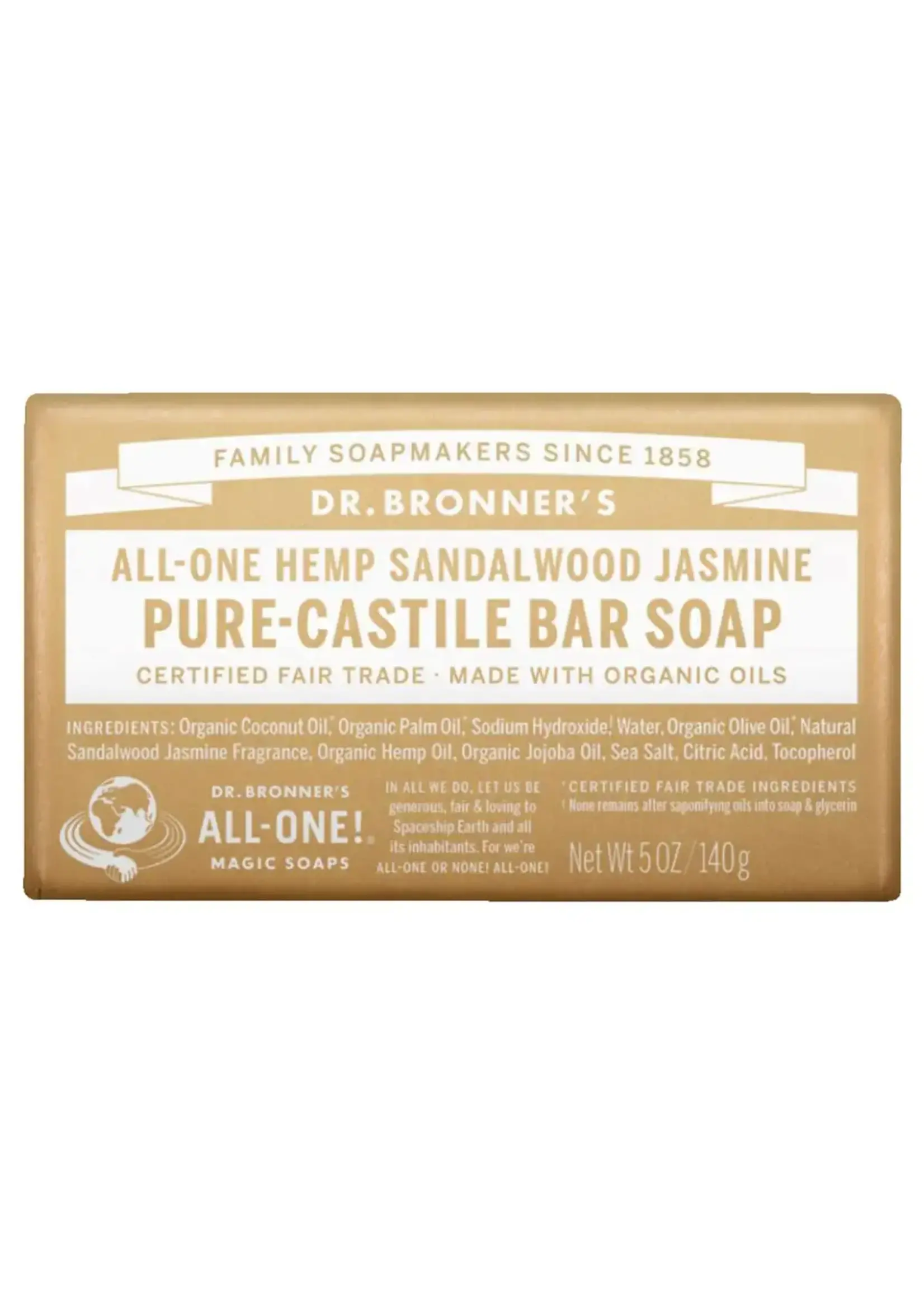 Dr Bronners Dr Bronners Organic Pure Castile Bar Soap Sandalwood Jasmine 140g ( Beige)