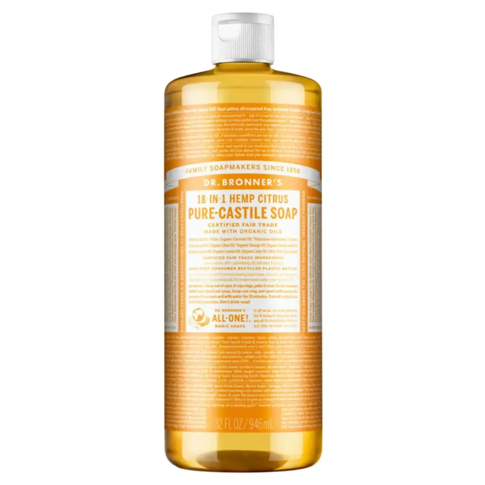 Dr Bronners Dr Bronners Organic Pure Castile Liquid Soap Citrus 946ml ( Yellow)