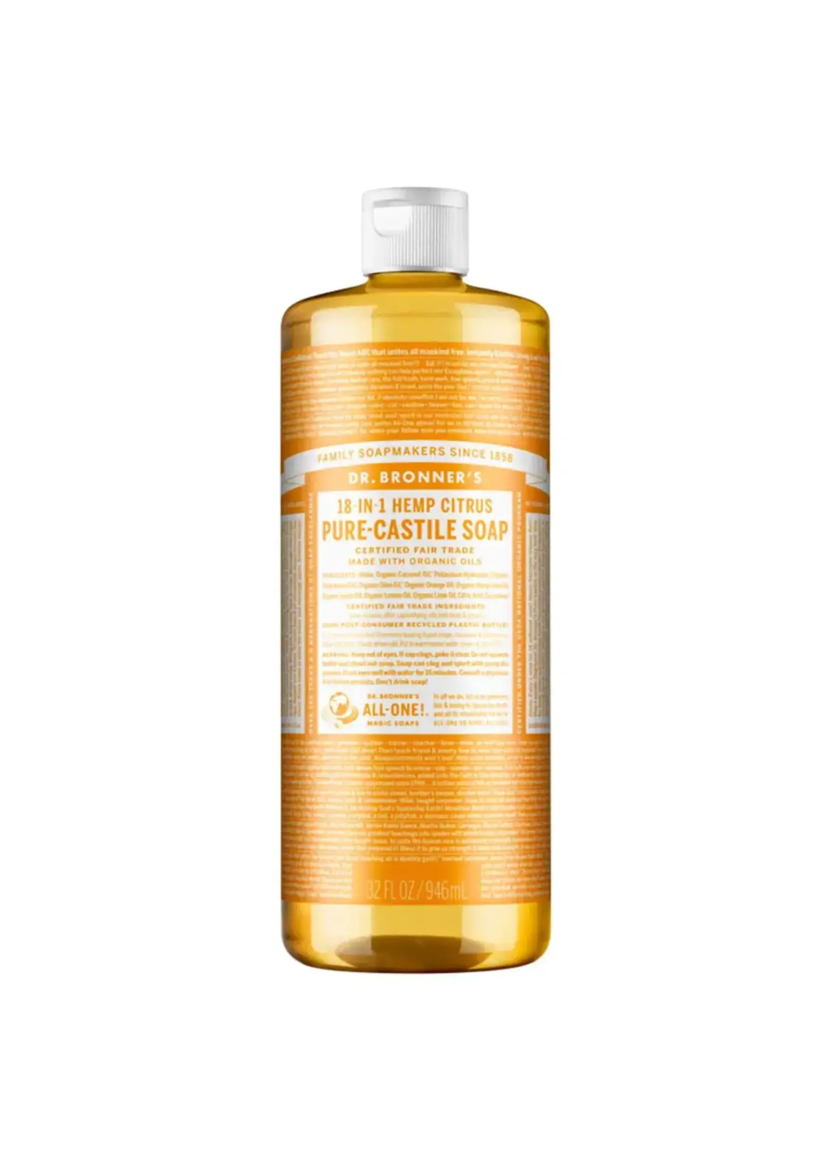 Dr Bronners Dr Bronners Organic Pure Castile Liquid Soap Citrus 946ml ( Yellow)