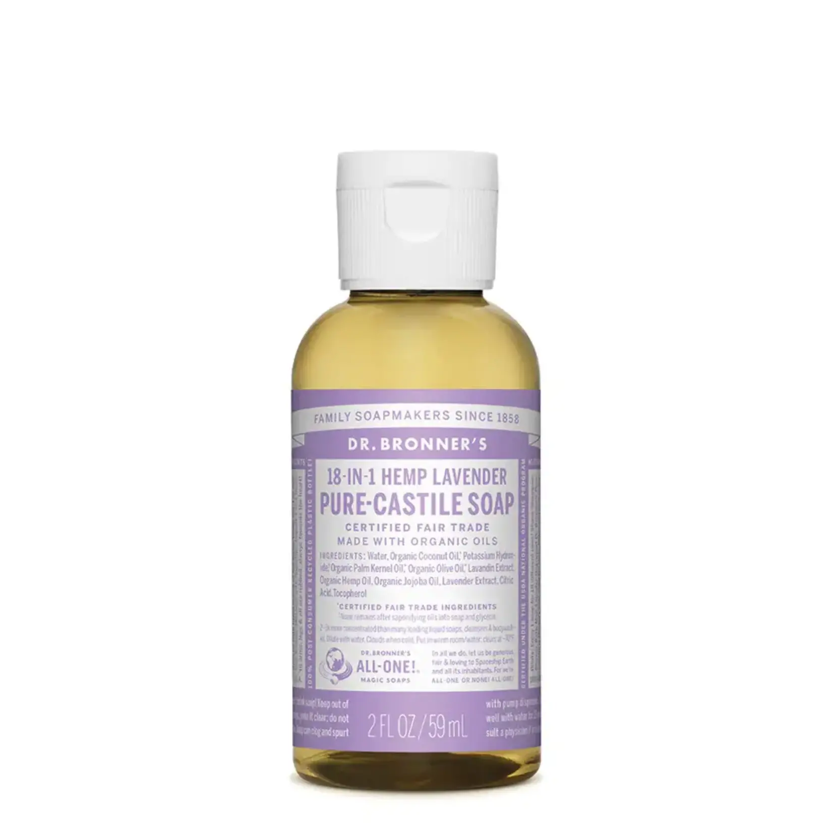 Dr Bronners Dr Bronners Organic Pure Castile Liquid Soap Lavender 59 ml (Purple)