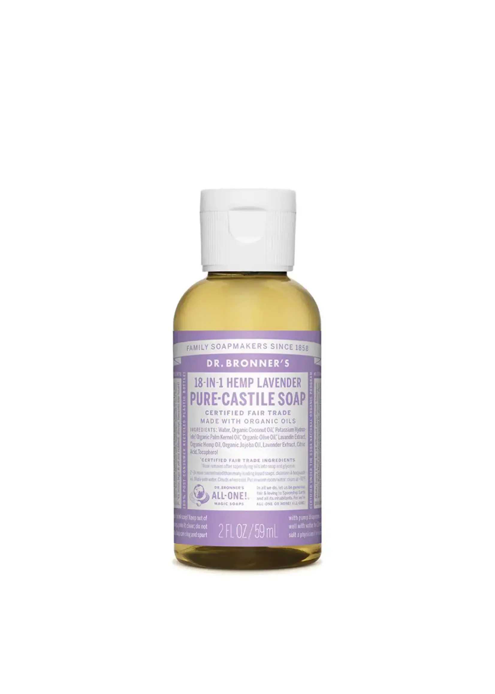 Dr Bronners Dr Bronners Organic Pure Castile Liquid Soap Lavender 59 ml (Purple)